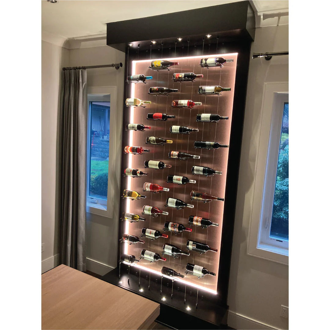 Blue Grouse 6 Bottle Floating Cable Wine Rack Display Kit - Modern Wine Storage Solution for Home Bars, Restaurants, and Wine Cellars