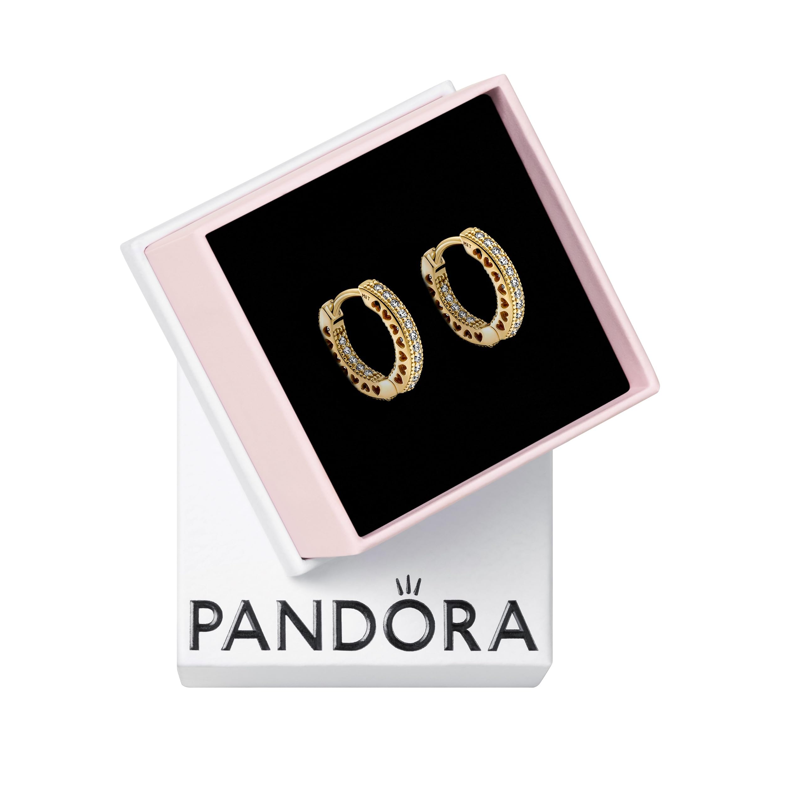 PANDORA Heart Hoop Earrings for Women - 14k Gold & Cubic Zirconia Dangle Earrings - Elegant Valentine's Day Gift for Her with Gift Box - Perfect for Date Night & Special Occasions