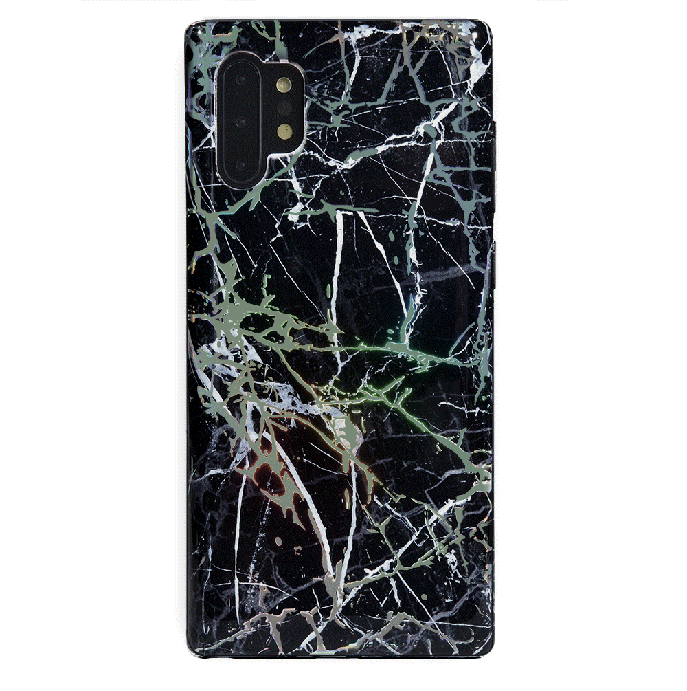 Holo Black Marble Samsung Galaxy Phone Case - Protective Slim Fit Cover for Galaxy S21/S22/S23 - Stylish & Durable for Everyday Use