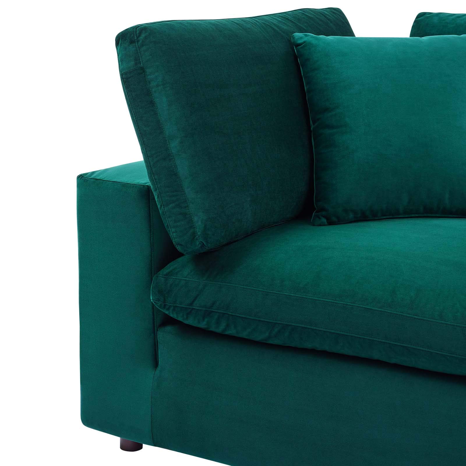 Modway Commix Down-Filled Overstuffed Performance Velvet Sectional Sofa Corner Chair - Luxurious Comfort for Living Room, Lounge & Home Theater