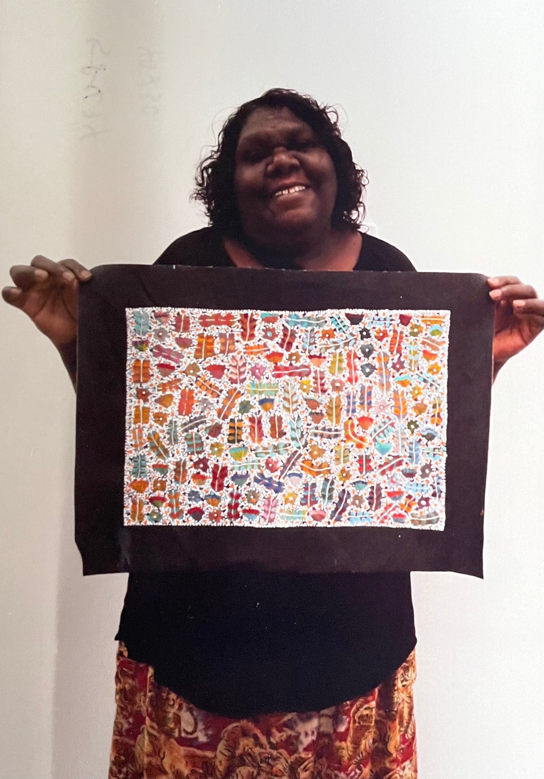Joycie Morton Petyarre Aboriginal Art - Authentic Australian Dot Painting Canvas Wall Decor for Home & Office | Perfect for Living Room, Bedroom or Gift Giving