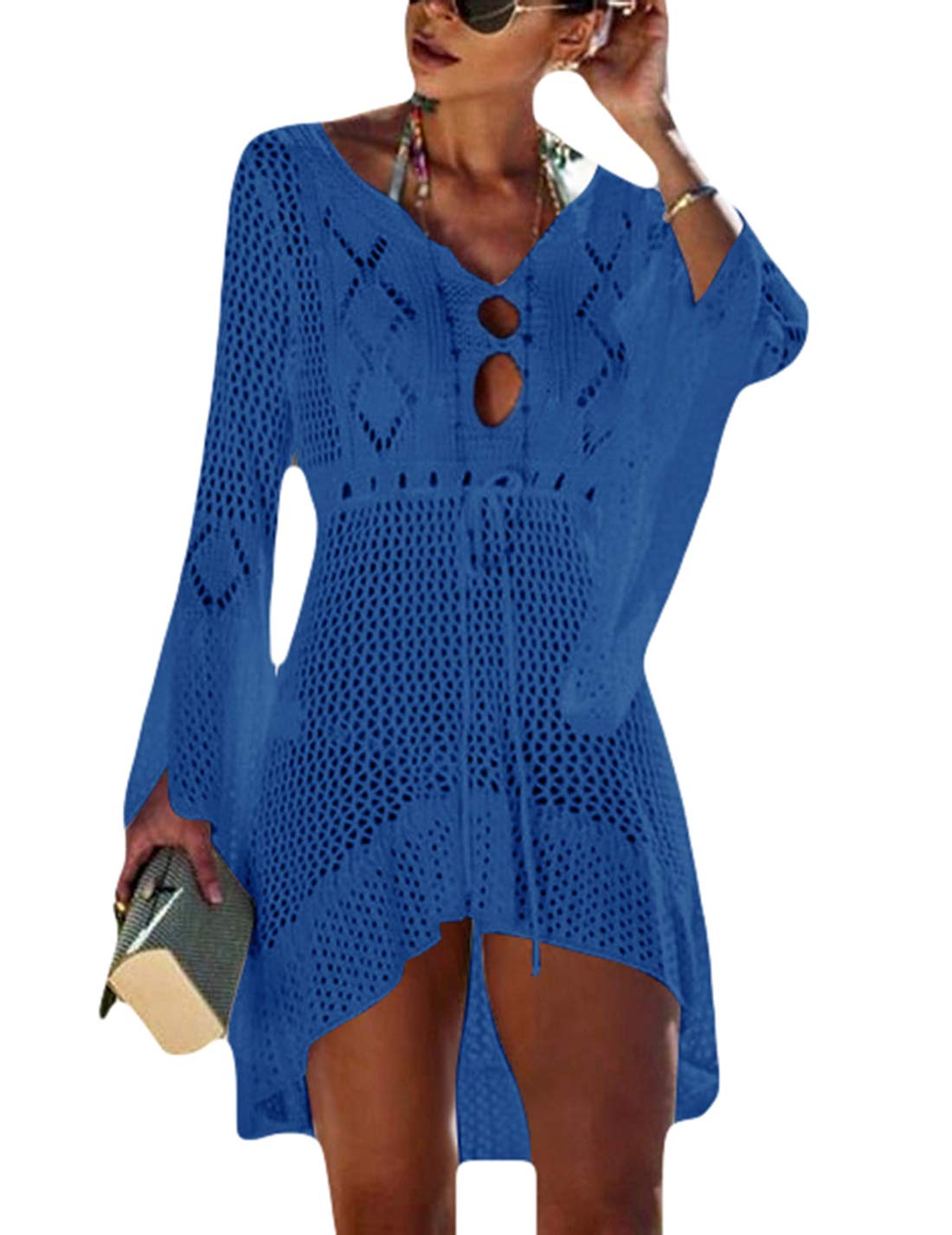 AILUNSNIKA Women's Crochet Hollow Beach Cover Up Dress - Lightweight Tunic Bikini Swimwear for Summer, Pool, and Vacation | Perfect for Beach Parties, Resort Wear, and Swim Cover Ups