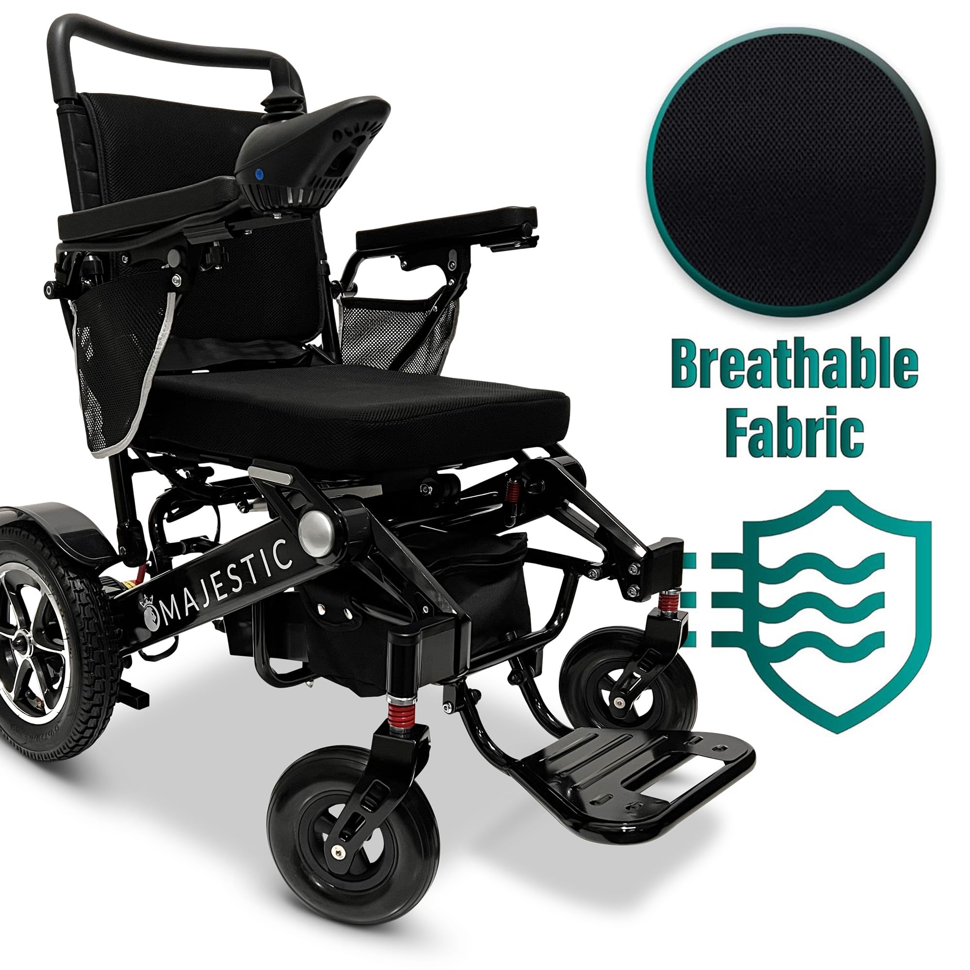 MALISA Electric Wheelchair for Adults - Automatic Folding Power Wheelchair, Lightweight Portable Motorized Wheelchair with All-Terrain Capability (Black Frame) - Ideal for Indoor/Outdoor Use, Travel & Daily Mobility Assistance