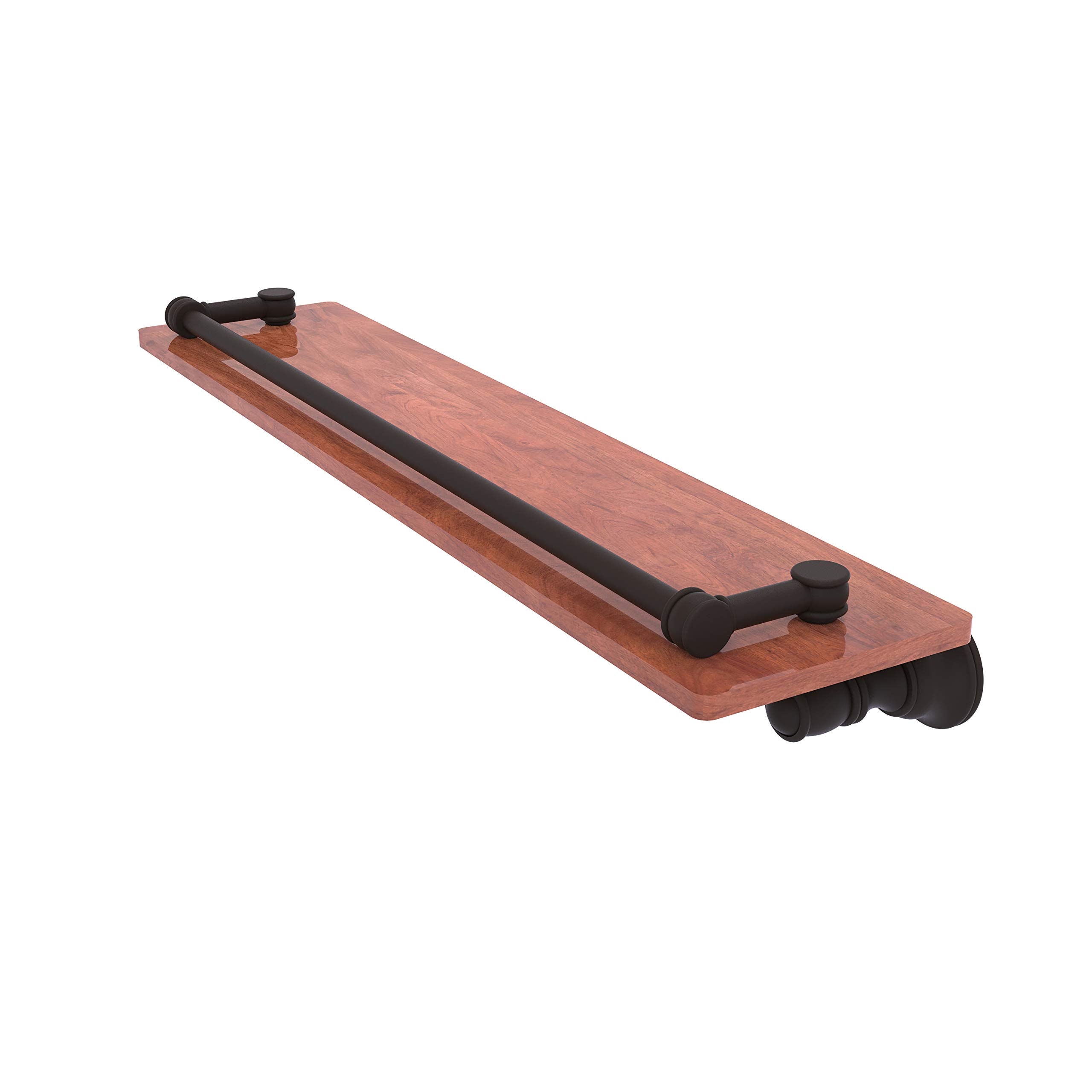Allied Brass CL-1-22-GAL-IRW Carolina Collection 22 Inch Wood Shelf with Gallery Rail in Oil Rubbed Bronze - Perfect for Kitchen, Bathroom, Living Room & Office Storage & Display