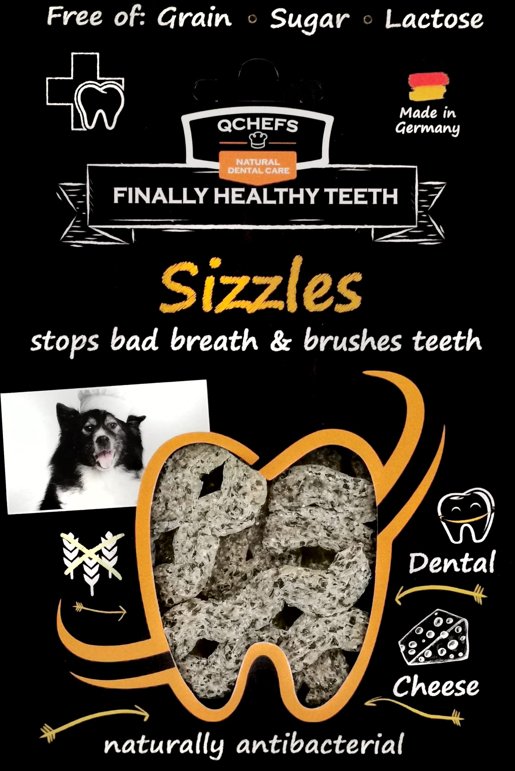 Qchefs Sizzles for Dogs - 30-Day Supply of Dental Chews with Amino Acids for Fresh Breath & Healthy Teeth | Perfect for Daily Oral Care & Training Treats