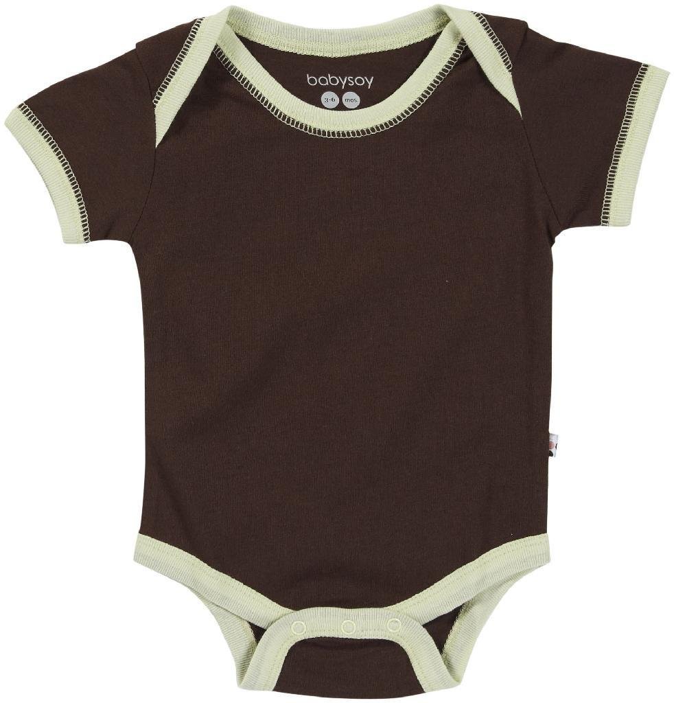 Babysoy Organic Cotton Short Sleeve Bodysuit for Infants - Soft Chocolate Brown Onesie 3-6 Months | Perfect for Everyday Wear & Photo Shoots