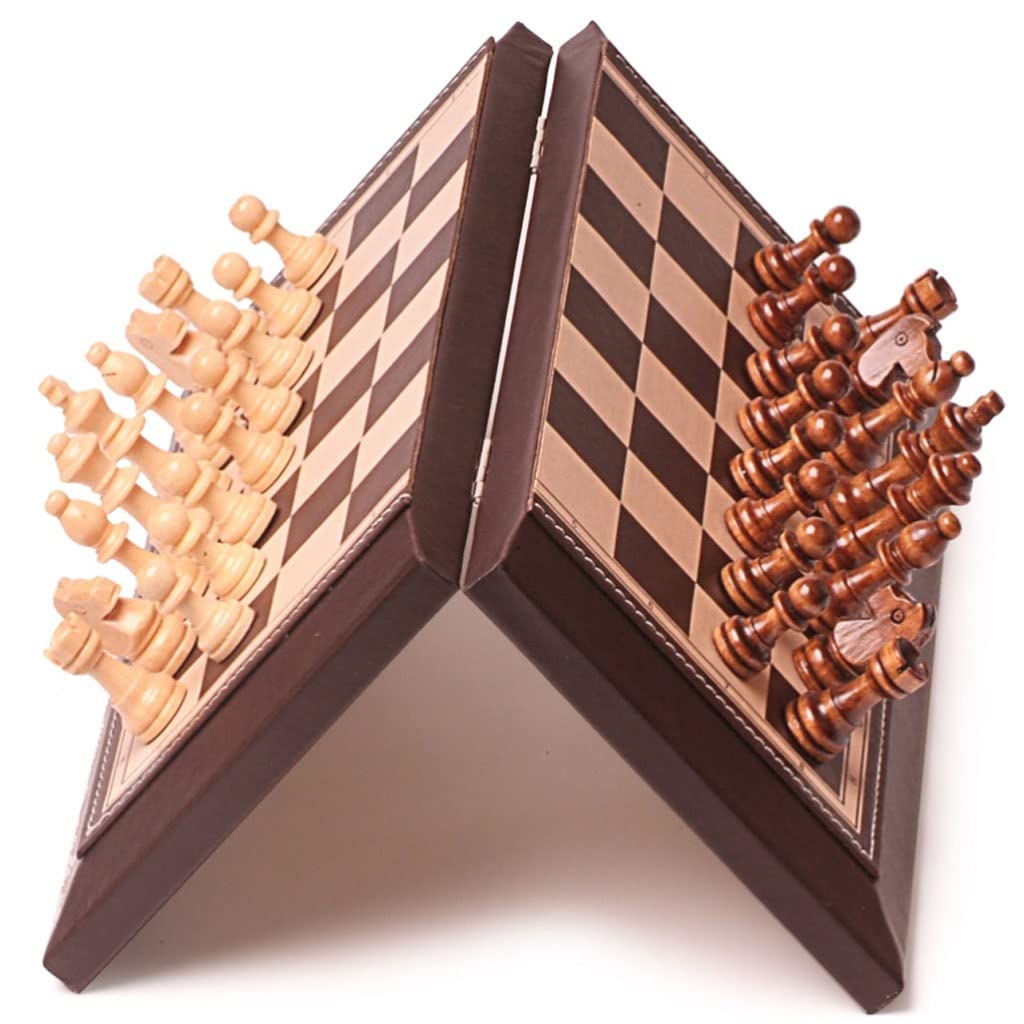 Magnetic Wooden Chess Set - Portable Folding Chess Board with Storage (30.5x30cm) | Family Board Game for Indoor & Outdoor Use, Travel, Gifts