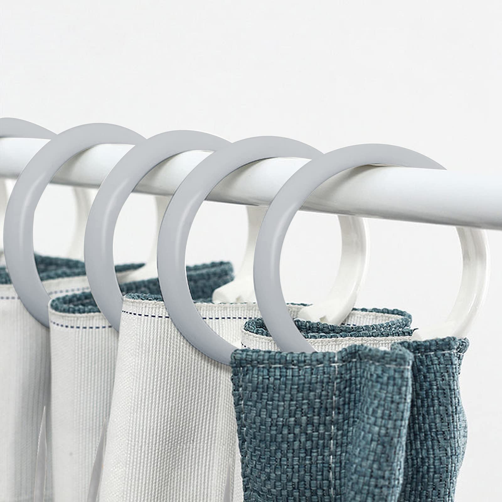 60 Pcs Metal Drapery Curtain Rings & Hooks - 30mm Inner Diameter Matt Silver Finish for Window Treatments, Home Decor & Room Dividers