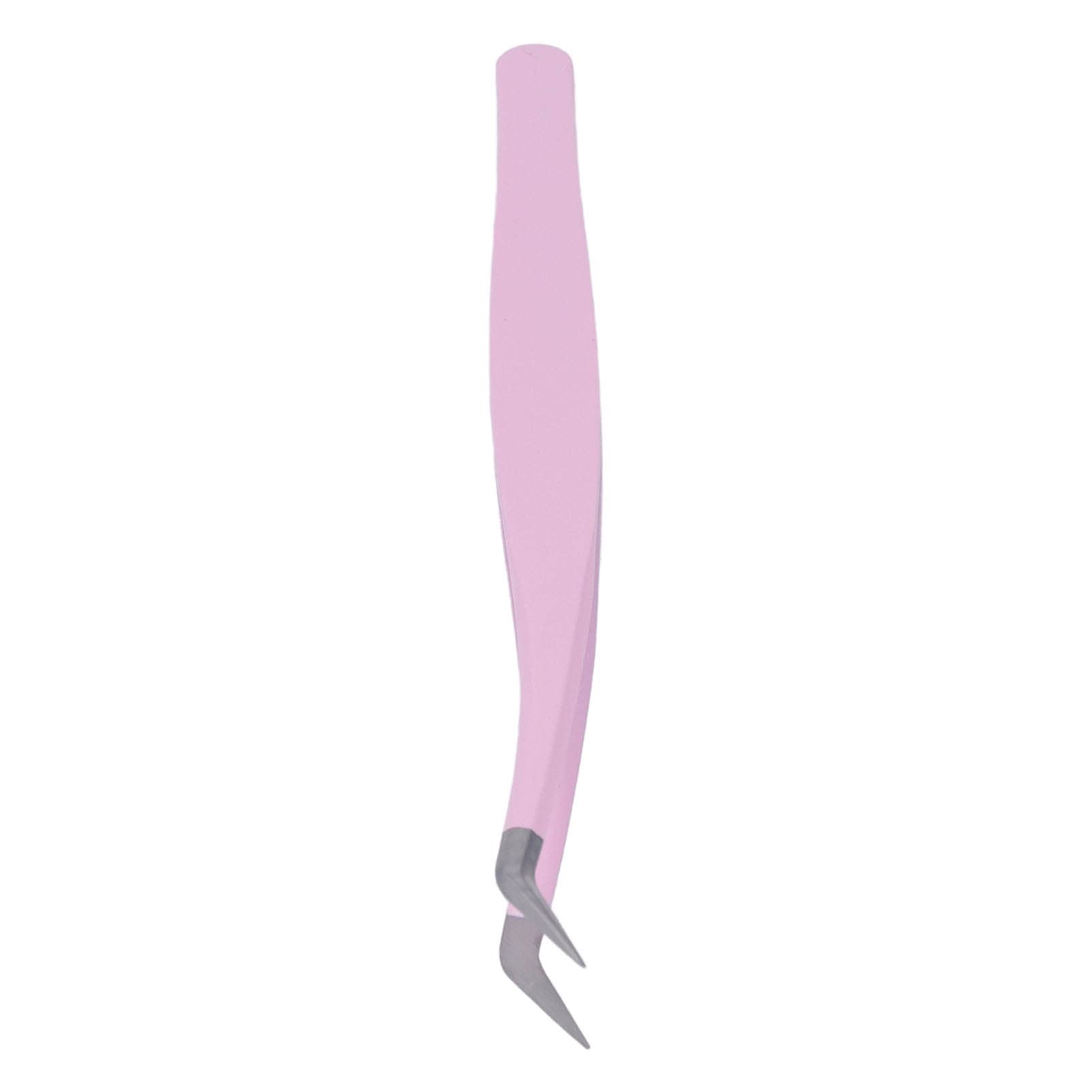 Professional Stainless Steel Eyelash Extension Tweezers - Lightweight Fine Tip Makeup Tool for Fanning & Separating Lashes | Precise Bent Design, Ergonomic Grip | Perfect for Salon, Home Use & DIY Lash Extensions