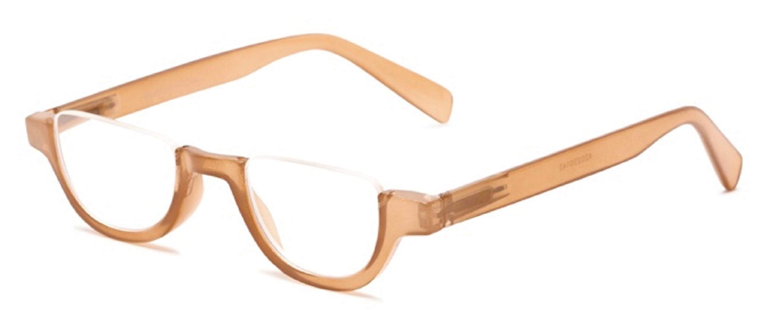Shay Colorful Semi-Rimless Reading Glasses +2.25 Magnification in Tan - Lightweight Half Frame Readers for Women & Men - Perfect for Reading Books, Using Phones, and Computer Work