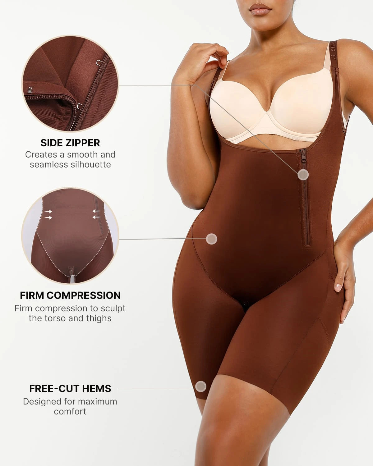 AirSlim® Open Bust Butt Lifting Full Bodysuit Shapewear - Tummy Control Waist Trainer for Women | Perfect for Wedding, Party & Everyday Wear