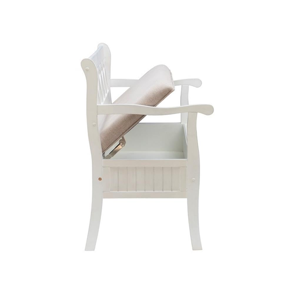 Powell Furniture Elliana Bench - White Wooden Entryway Bench for Hallway, Living Room, Bedroom & Home Decor