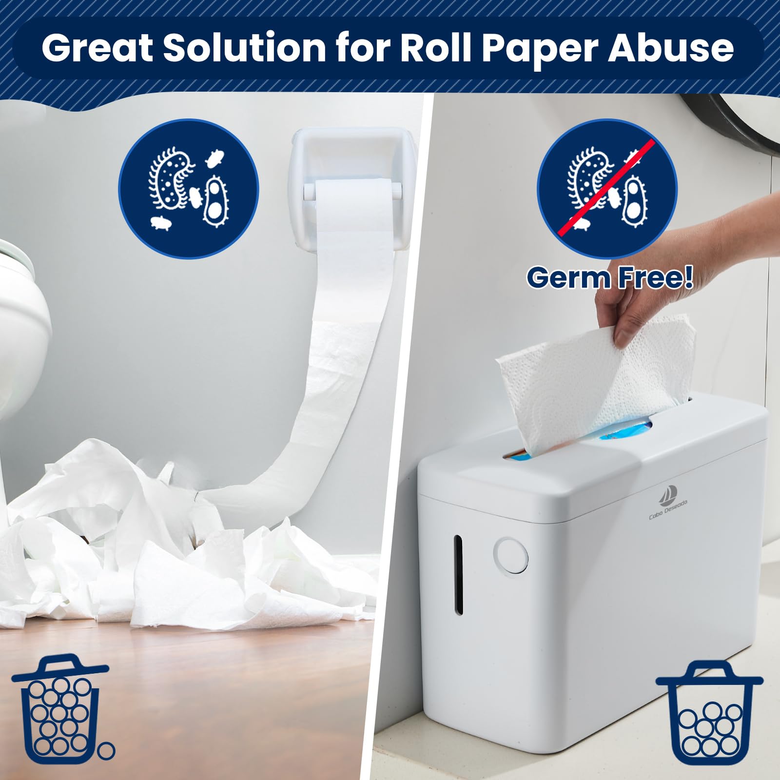 Commercial Countertop Paper Towel Dispenser - Multifold, Trifold, C-Fold Hand Towel Holder for Kitchen, Bathroom, Toilet & Hotel Use - Includes 200 Sheets & Refill Reminder (White) - Ideal for Restaurants, Offices & Public Spaces