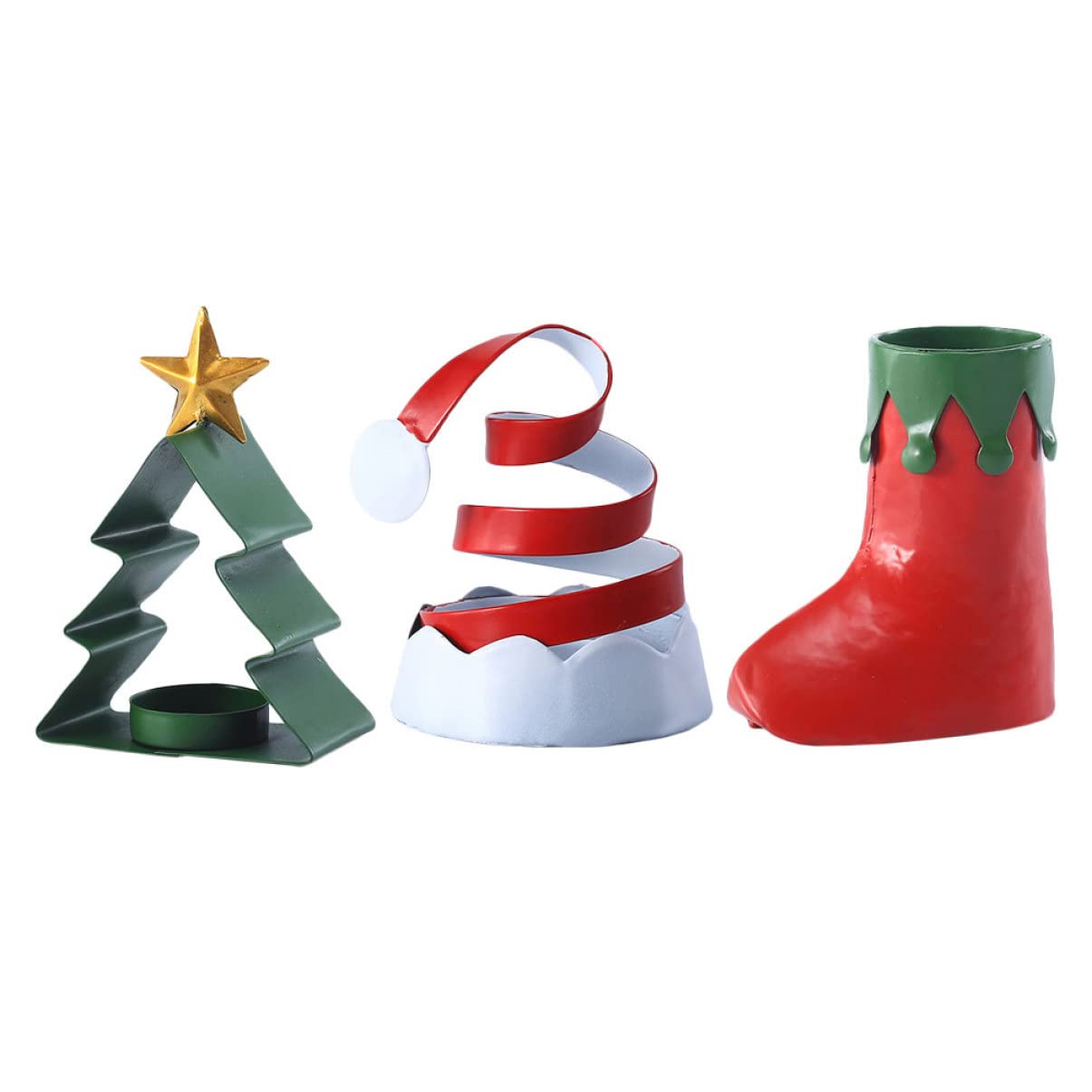 Healifty 3-Piece Christmas Candle Holder Set - Tealight Candle Holders for Christmas Tree Decor, Holiday Table Centerpiece, and Festive Home Decor