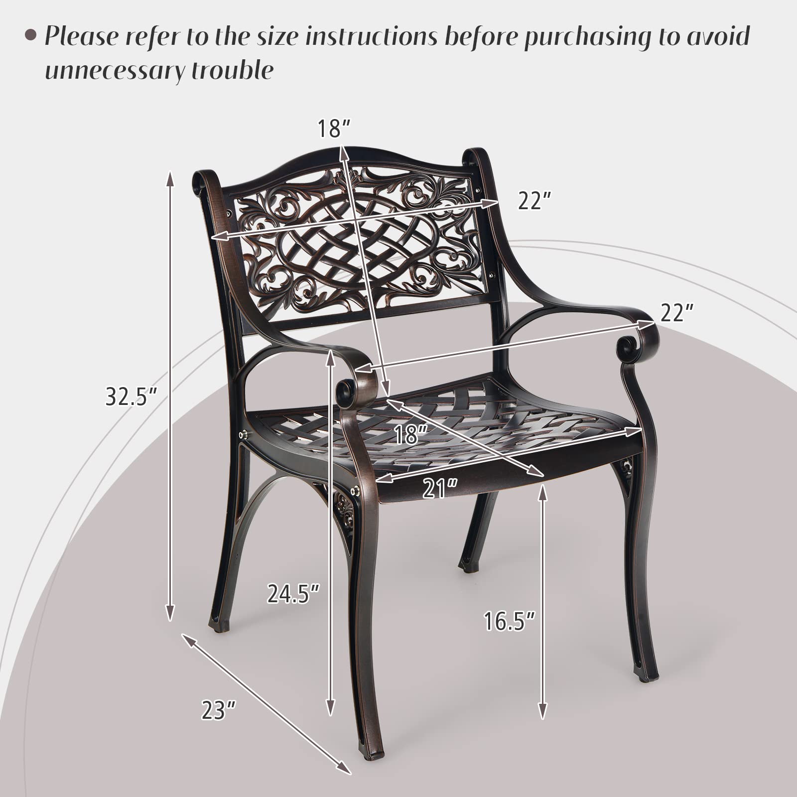 Tangkula 2-Piece Outdoor Dining Chairs Set - All-Weather Cast Aluminum Patio Chairs with Armrests & Curved Seats - Perfect for Garden, Poolside, Backyard, Deck & Outdoor Entertaining