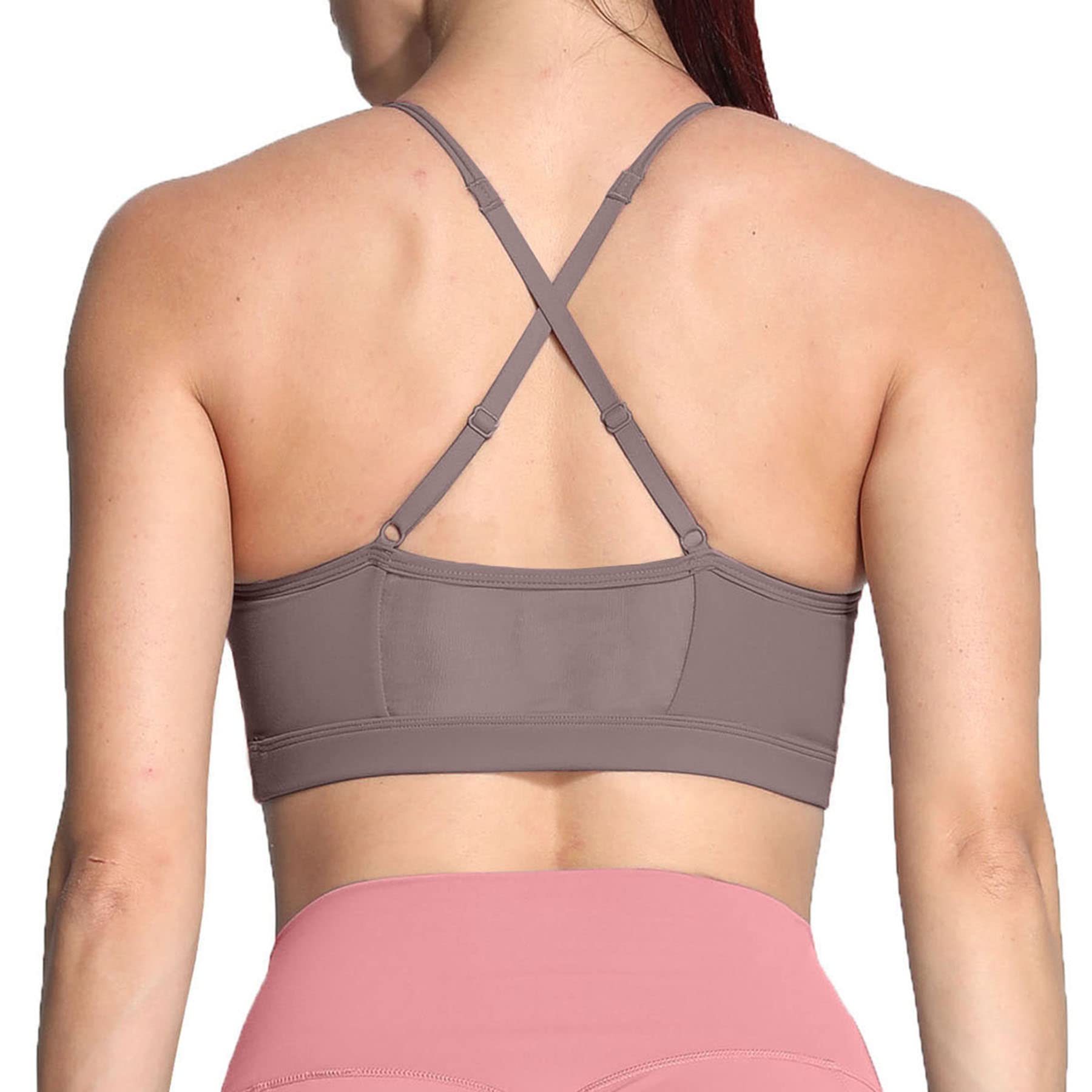Aoxjox Women's Sports Bras - Workout Fitness Cross Back Yoga Crop Top with Ruched Design for Running, Gym & Yoga Training