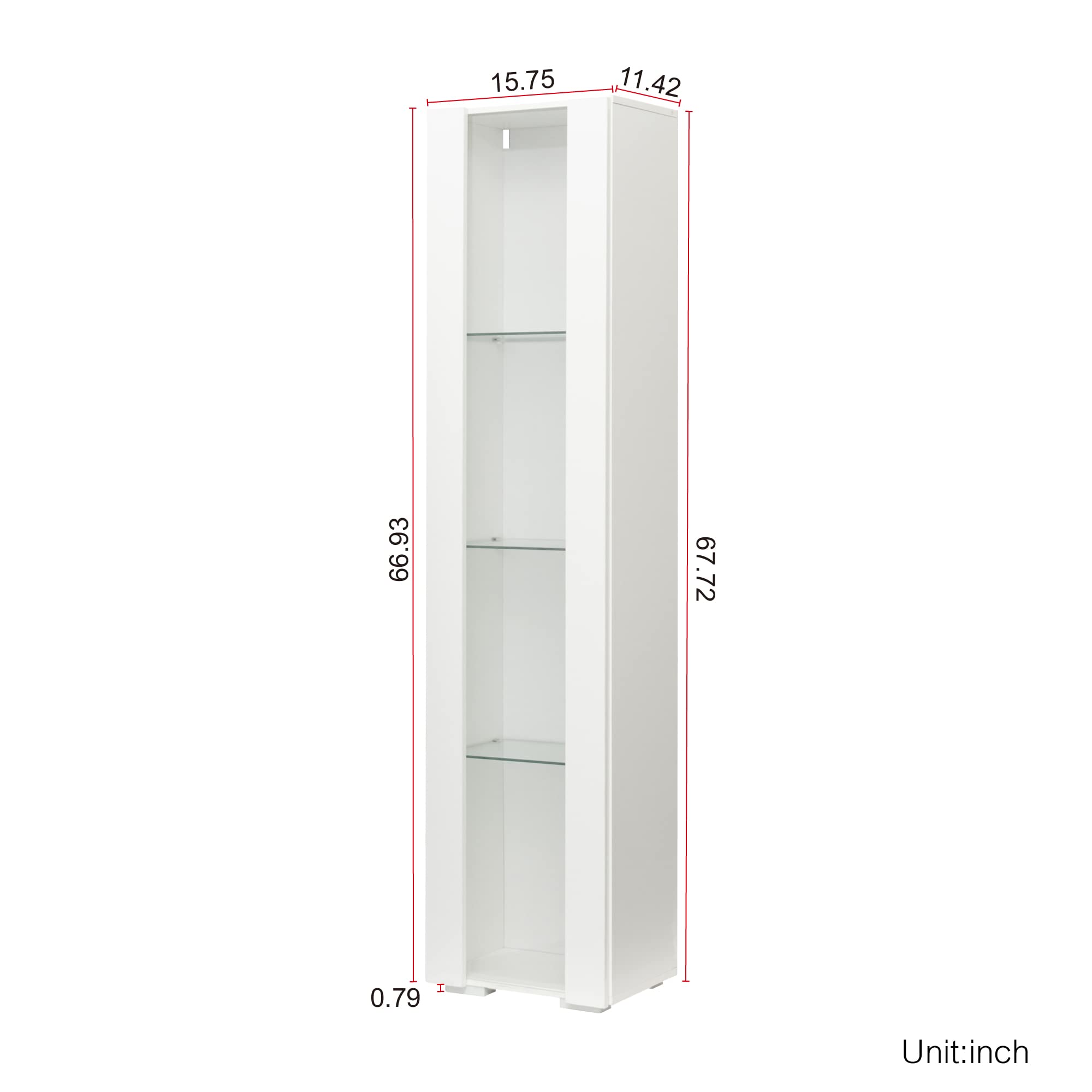 Modern LED Display Cabinet with Glass Shelves & Doors - 67