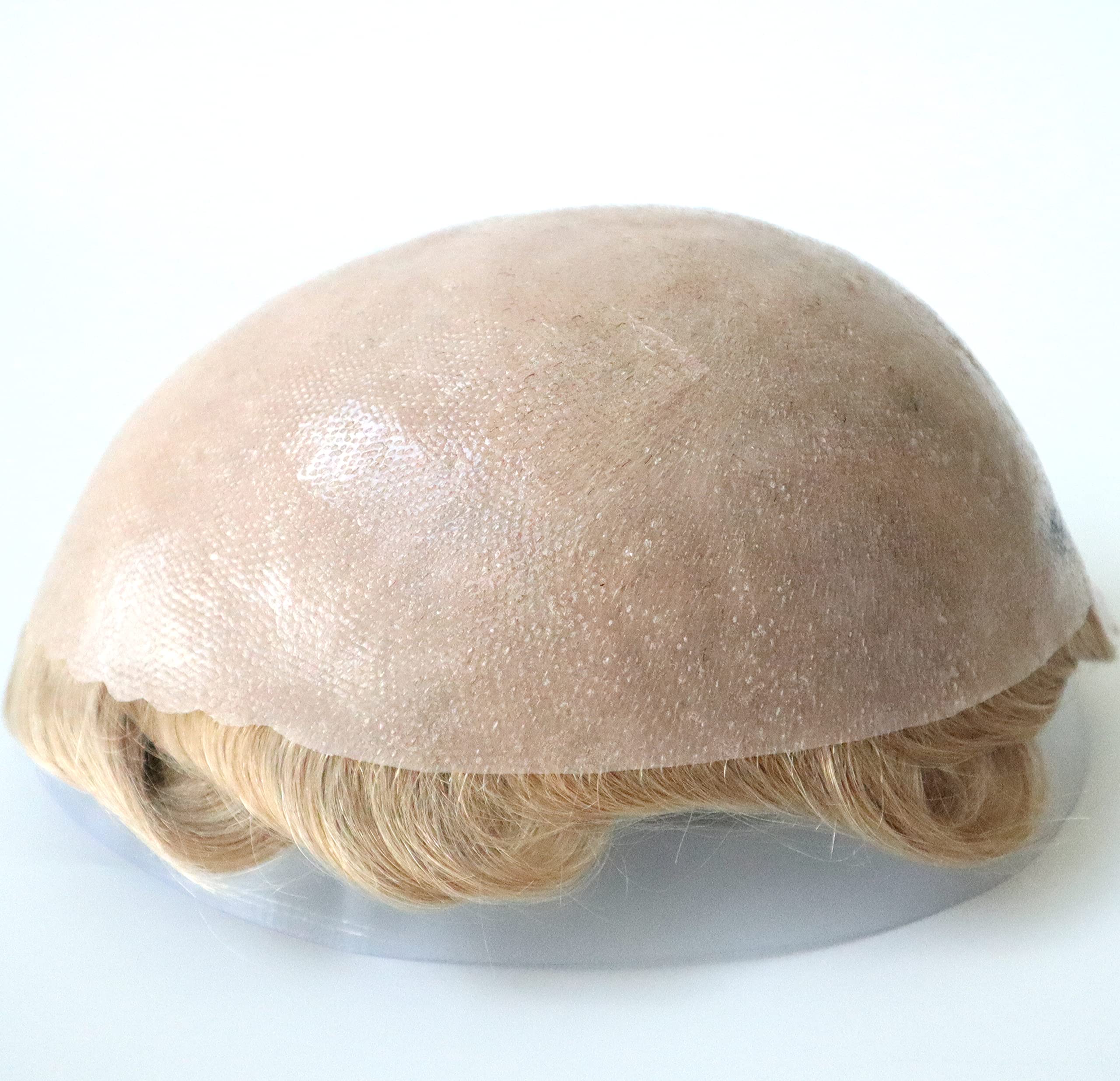 Men's Human Hair Toupee Wig - Real Hair Replacement System with Medium Skin V-Looped Scalloped Front & Natural Hairline (Blonde #22R) - Perfect for Daily Wear, Special Occasions & Hair Loss Solutions