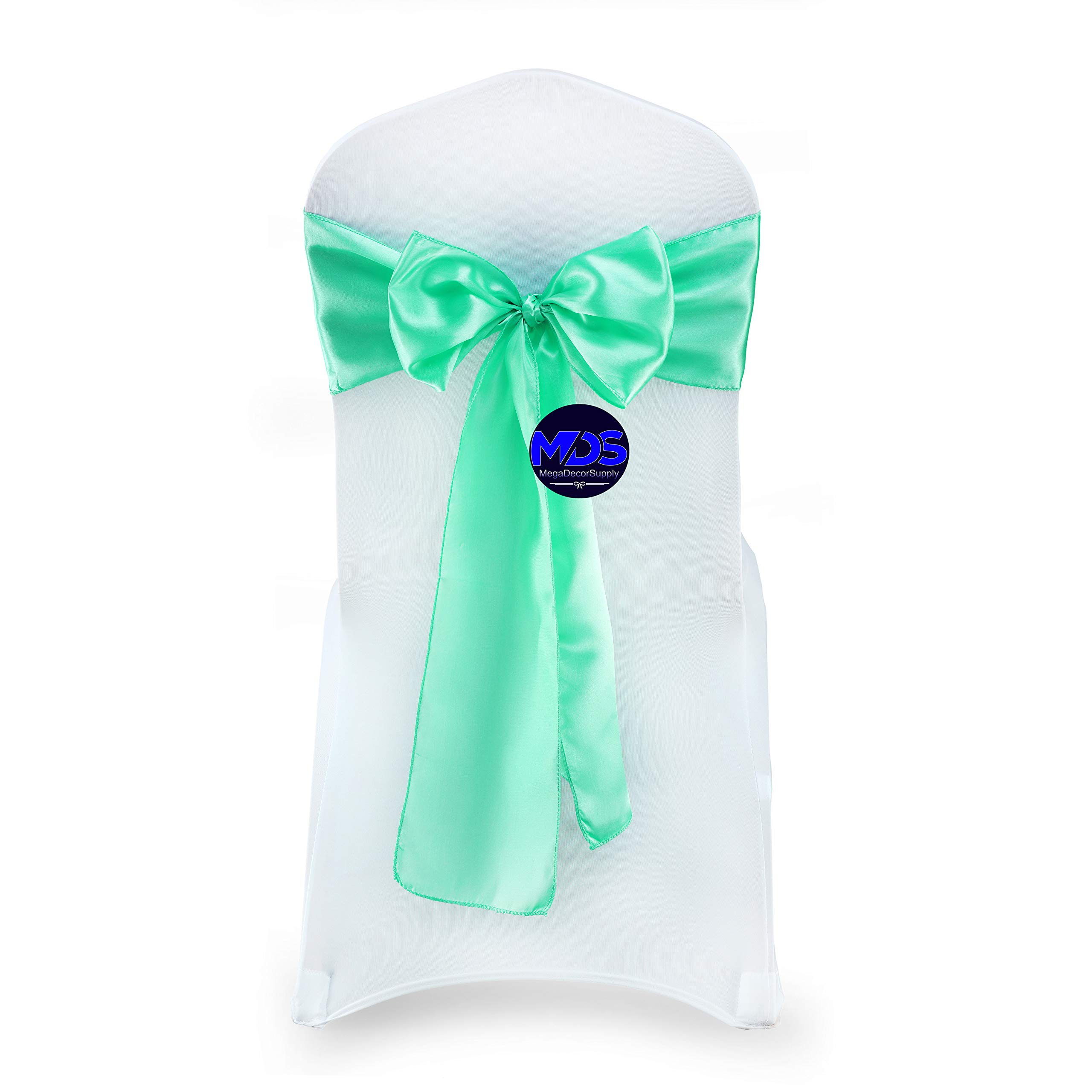 250 Pack Mint Green Satin Chair Sashes for Weddings, Events & Party Decorations - Elegant Bow Sashes for Chair Covers, Bridal Showers, Baby Showers & Banquet Decor