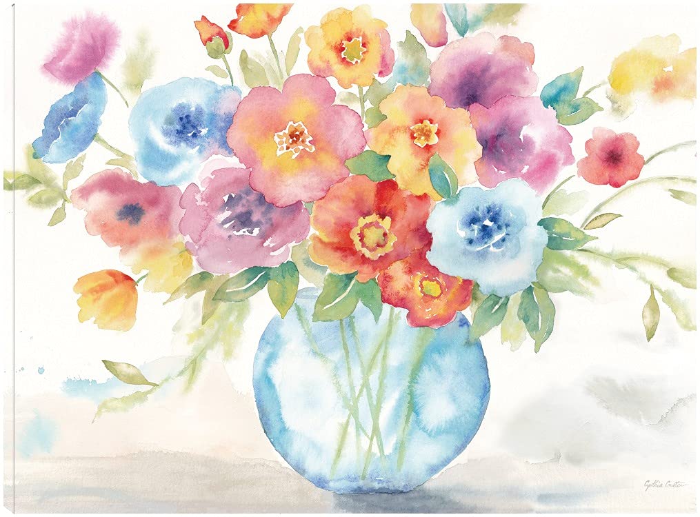 Vibrant Poppies Floral Canvas Wall Art - Hand-Painted by Artist Cynthia Coulter - 32x24 Inch Framed Ready-to-Hang Painting for Living Room, Bedroom, Office Decor - Perfect Gift for Housewarming & Home Decoration
