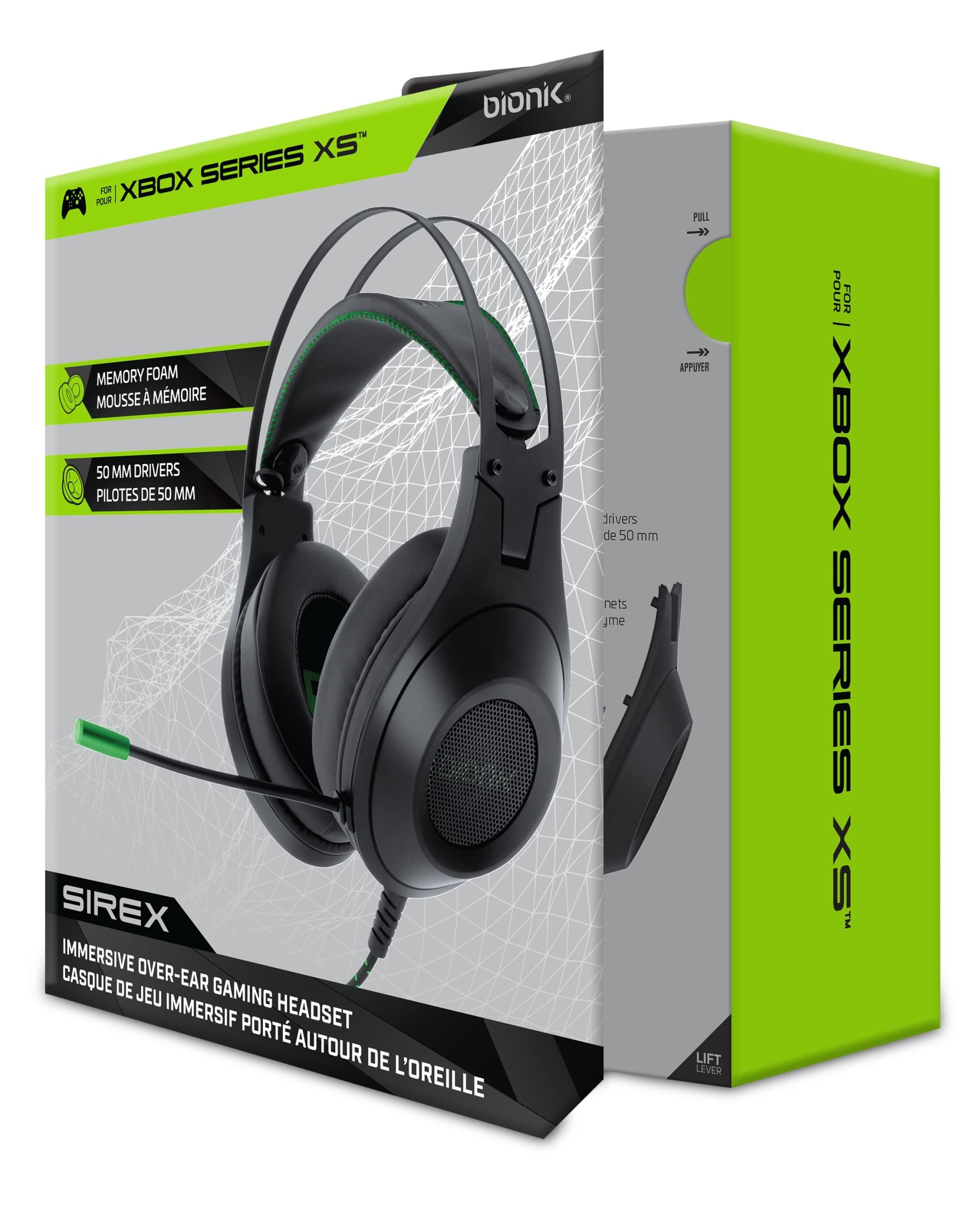 Bionik Sirex Gaming Headset with Microphone for Xbox Series X/S - 50mm Drivers, Memory Foam Earcups, Mute Switch, Adjustable Headband - Compatible with Xbox One/PS5/Nintendo Switch OLED/PC/Mac - Perfect for Competitive Gaming & Online Chat