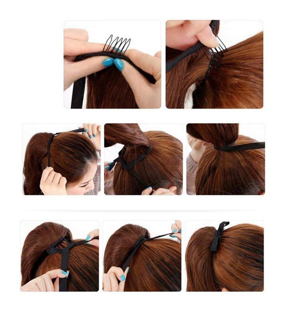 Pema Synthetic Brown Ribbon Ponytail Hair Extensions & Wigs - Curly Clip-in Ponytail Hairpiece for Women | Perfect for Parties, Weddings & Daily Styling