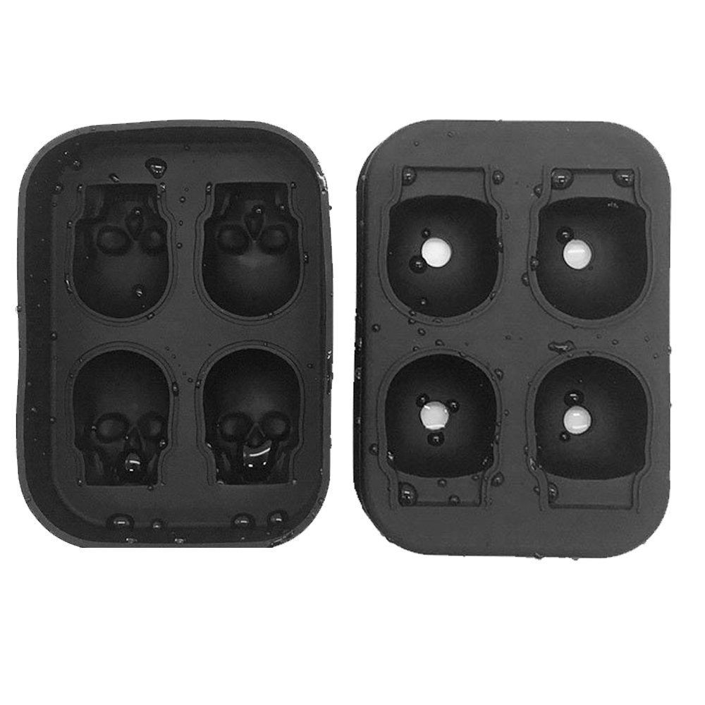 Skull Shaped Silicone Ice Cube Tray for Whisky, Cocktails, Candy, Ice Cream, Pudding & Soap Molds - Perfect for Halloween Parties, Themed Drinks & DIY Crafts