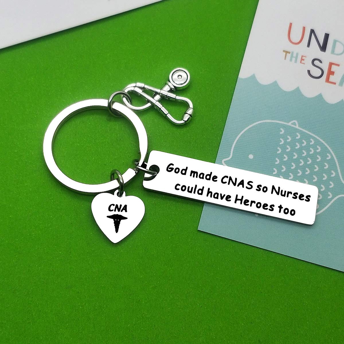 CNA Gift Keychain for Certified Nursing Assistant - Inspirational Graduation Gift for Nursing School Students & Nurses - Stethoscope Medical Keychain with 'God Made CNAs' Quote - Perfect for Appreciation, Graduation & Daily Use