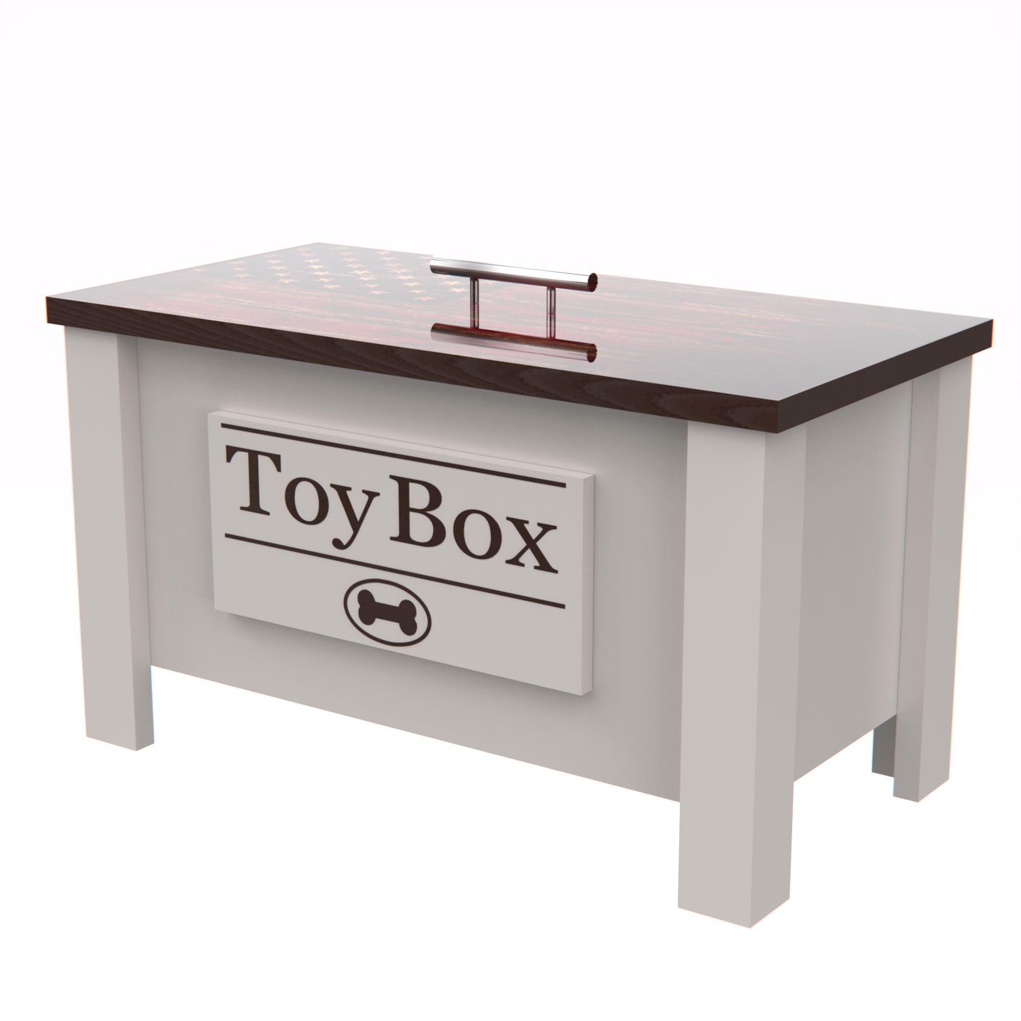 Personalized Dog Toy Storage Box - Durable Pet Organizer for Treats, Toys, Leashes & Food | American Flag Design | Perfect for Home, Travel & Grooming Stations