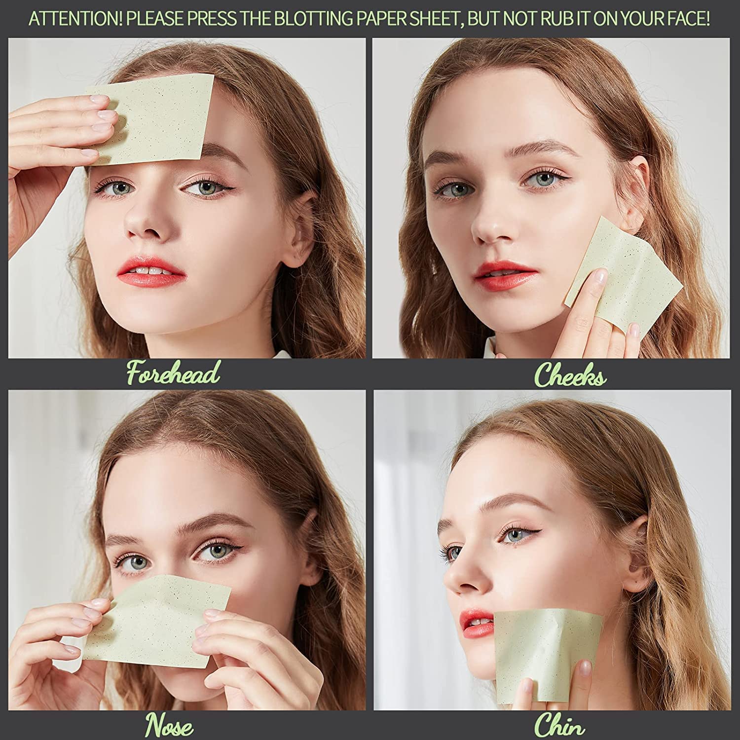 WIDERZONE 100-Pack Bamboo Charcoal Facial Blotting Papers | Natural Oil Absorbing with Green Tea | For Oily Skin & Shine Control | Perfect for Gym, Travel & Touch-Ups