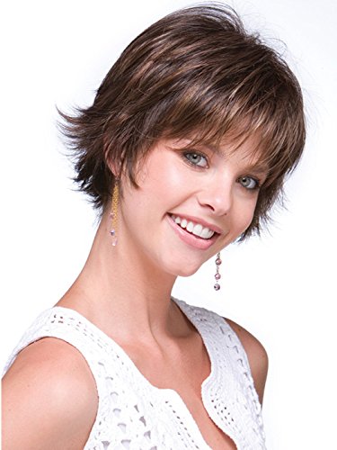 Rene of Paris Coco Wig - Dark Chocolate Short Wispy Synthetic Hair with Tousled Layers & Comb | Face-Framing Hairstyle for Hair Loss | Perfect for Daily Wear, Cosplay & Special Occasions