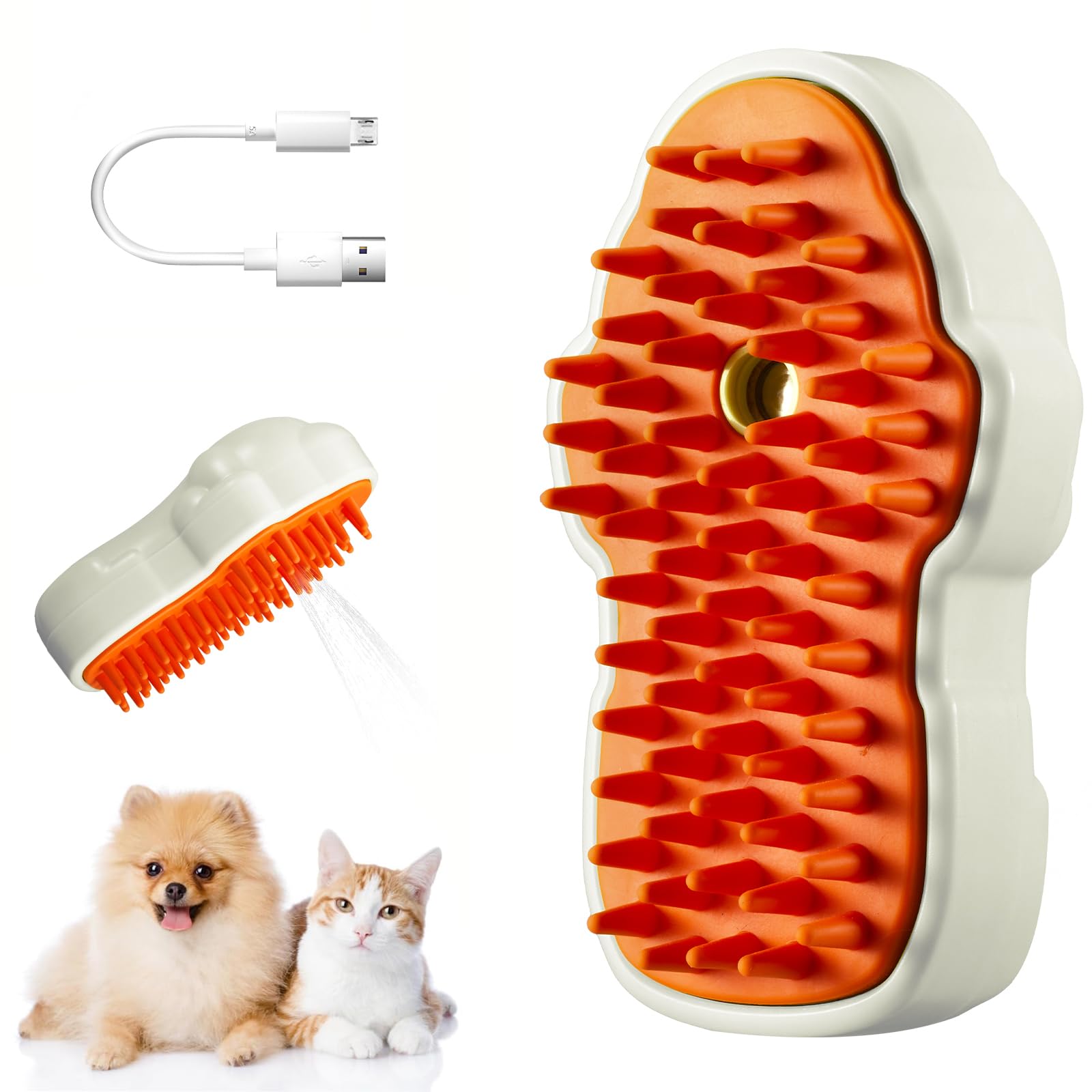 3-in-1 Rechargeable Steamy Cat Brush - Pet Hair Remover for Shedding Control at Home