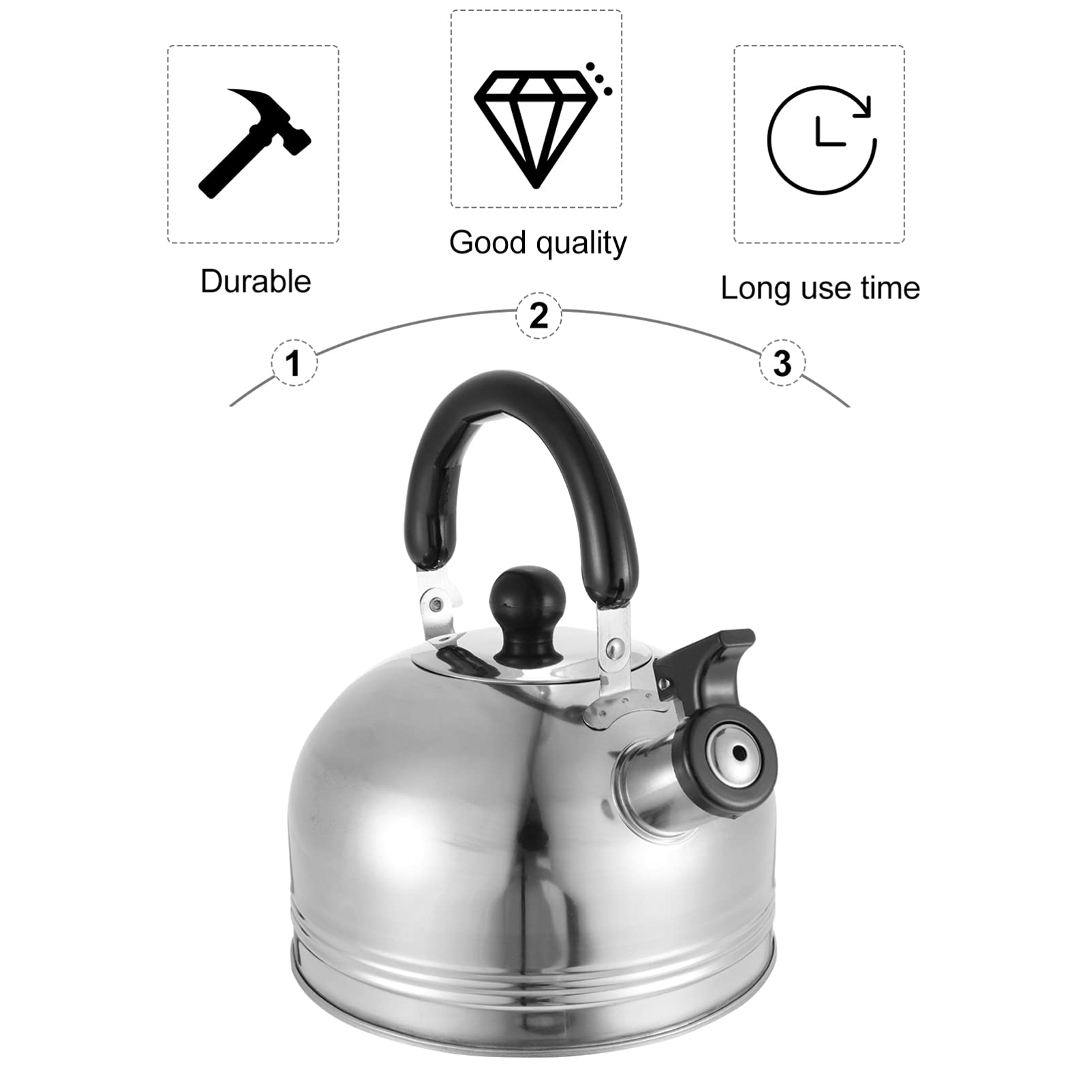 **Hemoton 1-Piece Stainless Steel Whistling Tea Kettle - Modern Gas Stove Water Boiler for Tea, Coffee & Hot Chocolate - Portable & Durable for Home, Camping & Office Use**
