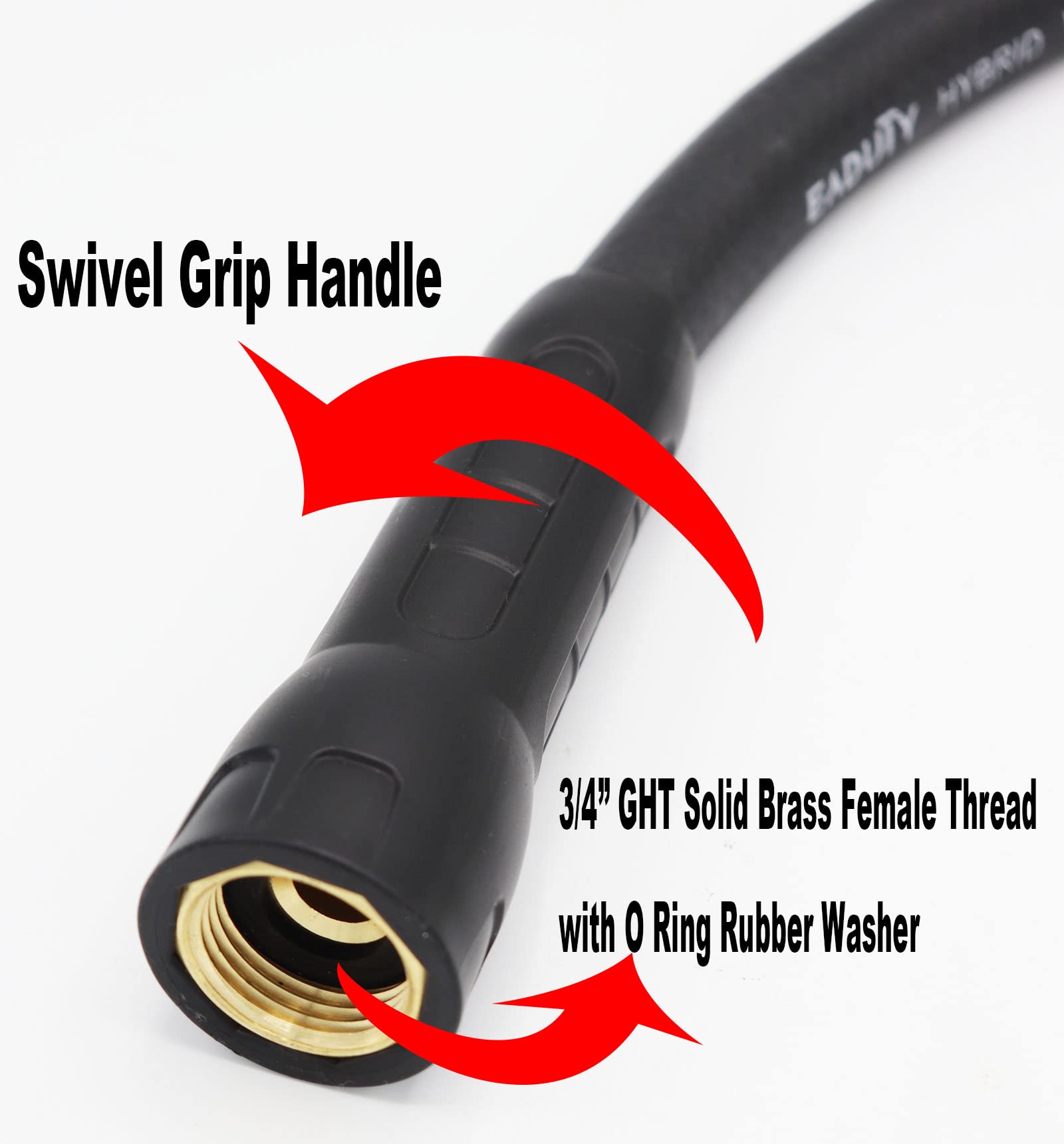 **5/8 Inch x 25 FT Heavy Duty Hybrid Garden Hose – Lightweight, Flexible, Swivel Grip Handle & Solid Brass Fittings (Gray+Red) – Perfect for Watering, Washing Cars, and Outdoor Cleaning**