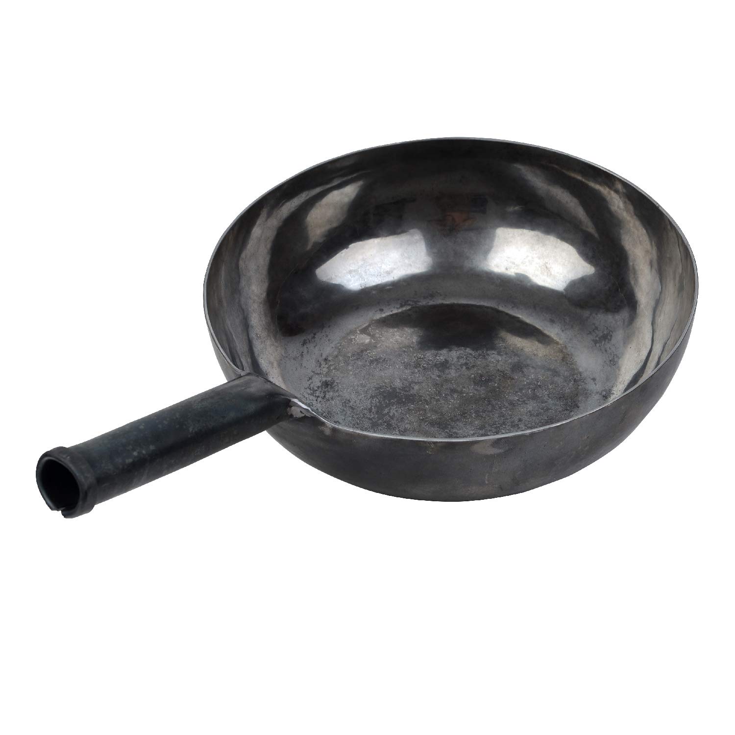 ZhenSanHuan Authentic Chinese Hand-Hammered Iron Wok - 30cm Non-Stick Carbon Steel Stir Fry Pan with Wooden Handle - No Chemical Coating, Induction Compatible - Perfect for Asian Cooking, Stir Frying & Home Kitchen Use