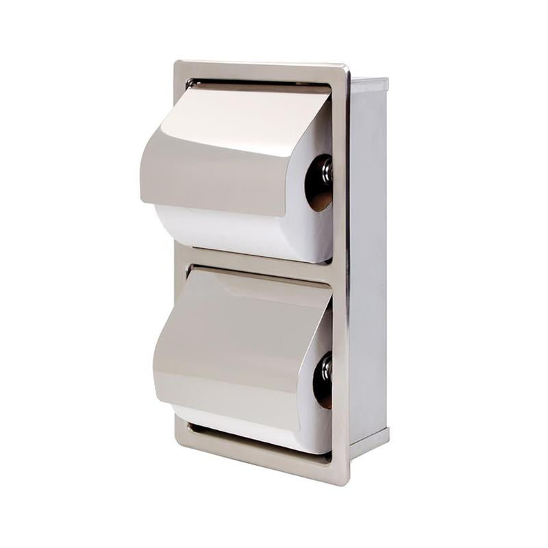 Bradley 5127 Recessed Mount Toilet Paper Dispenser with Hood - Dual Roll, Bright Polish Finish for Bathroom & Commercial Restroom Use