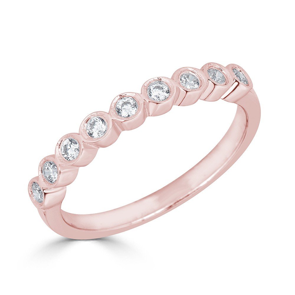 14KT Gold 1/5 CTW Diamond Bezel Set Band Ring for Women - Elegant Wedding, Engagement & Anniversary Jewelry Gift