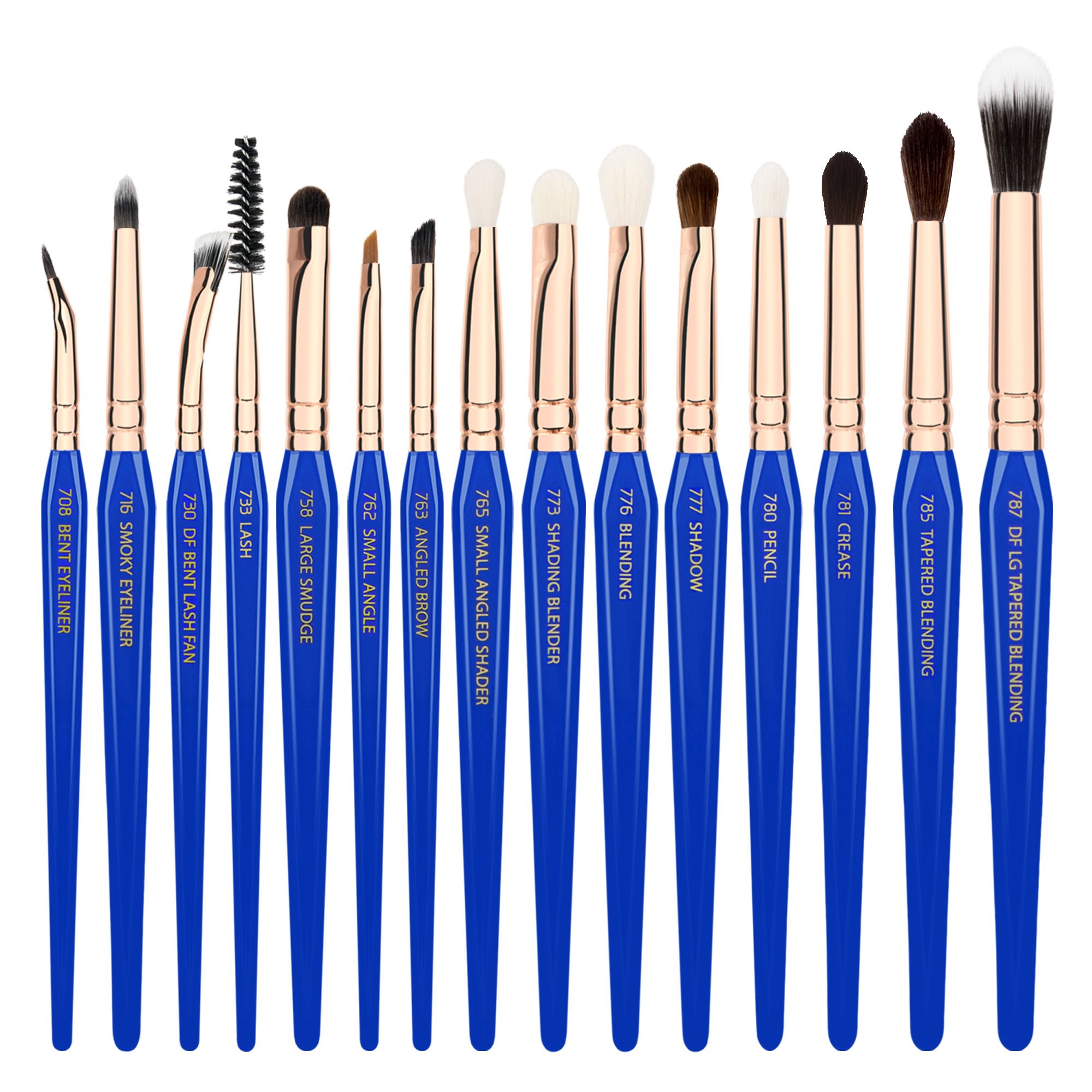 Bdellium Tools Professional 15-Piece Golden Triangle Makeup Brush Set for Eyes with Stand-Up Pouch - Perfect for Makeup Artists, Travel & Everyday Beauty Routine