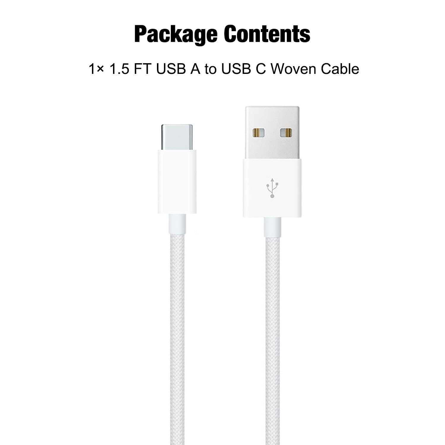 1.5FT Short USB A to USB C Nylon Braided Charging Cable for iPhone 16/16e/15/SE/Pro Max/Plus, iPad 10th Gen/Pro 12.9/11/Air 5th/4th Gen/Mini 6th - Fast CarPlay Charger Cord for Home, Car & Office Use