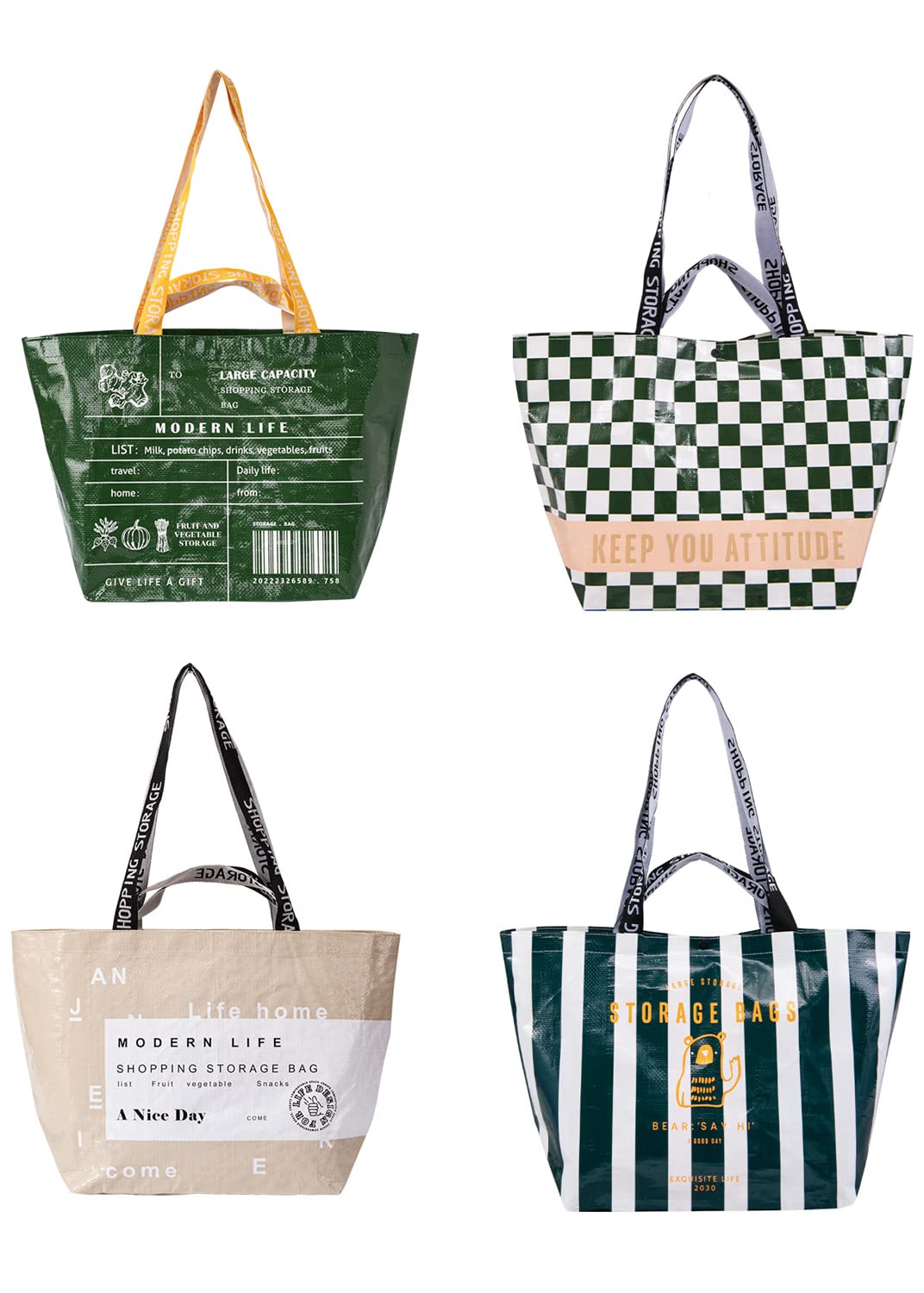 Durable Foldable Reusable Grocery Tote Bags - Extra Large Nylon Shopping Bags for Groceries, Clothes & Daily Essentials | Perfect for Supermarkets, Farmers Markets & Travel