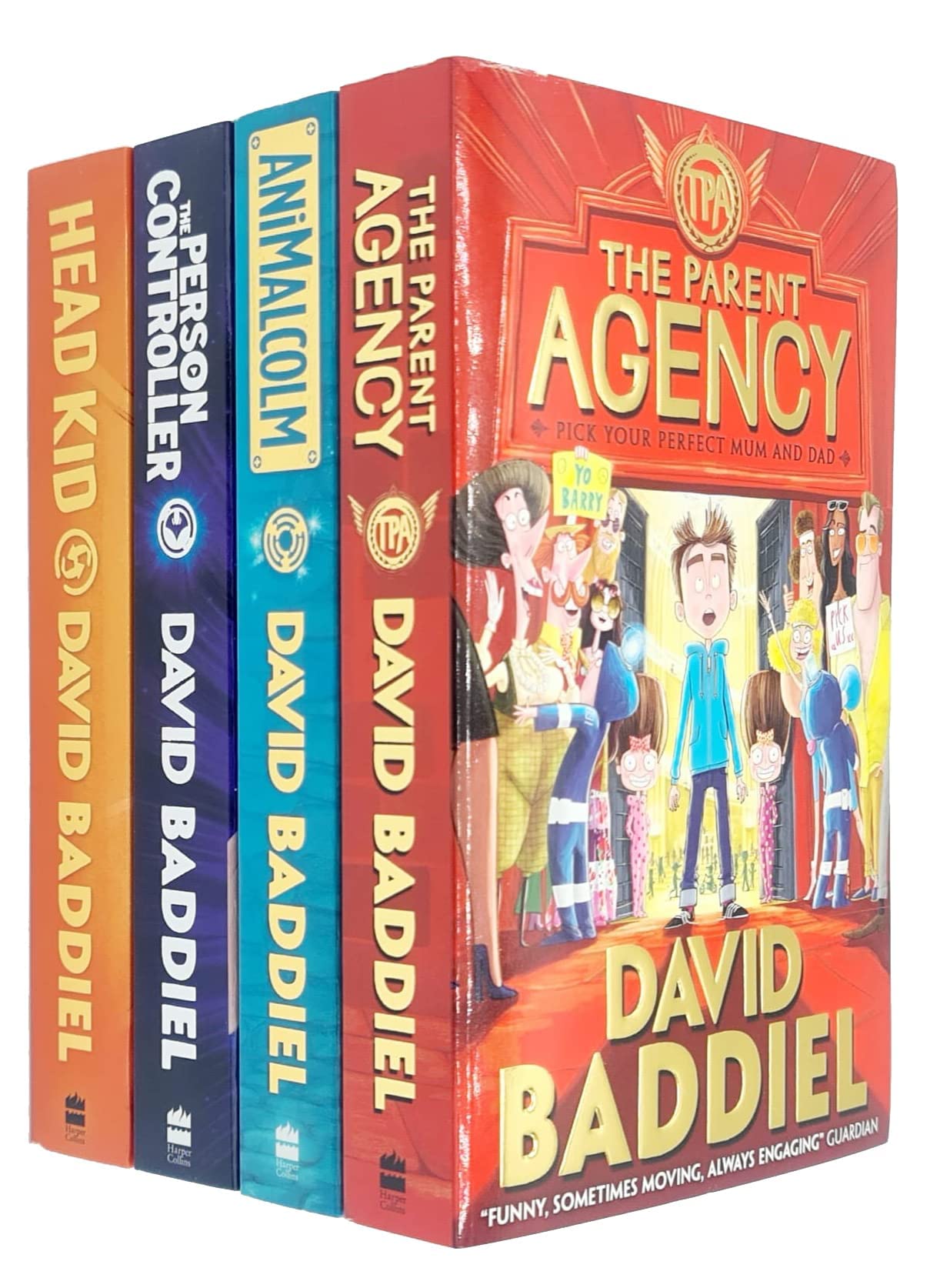 David Baddiel Collection 4 Books Set - The Parent Agency, AniMalcolm, The Person Controller & Head Kid | Children's Chapter Books for Ages 8-12 | Perfect for Bedtime Reading & Classroom Libraries