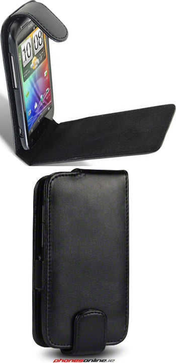 HTC Sensation Flip Cover Case - Premium Black Leather Protective Phone Case for HTC Sensation - Perfect for Work, Travel & Everyday Use