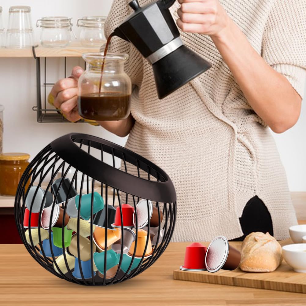 Large Capacity Coffee Pod Holder & Espresso Pod Organizer - Brown Countertop Storage Basket for Keurig K-Cups | Perfect for Kitchen, Office & Coffee Station Organization