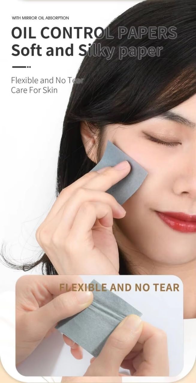Elysians 100 Pcs Oil Absorbing Blotting Papers for Oily Skin - Matte Finish Facial Sheets with Puff | Portable Shine Control for Makeup Touch-Ups & On-the-Go Use