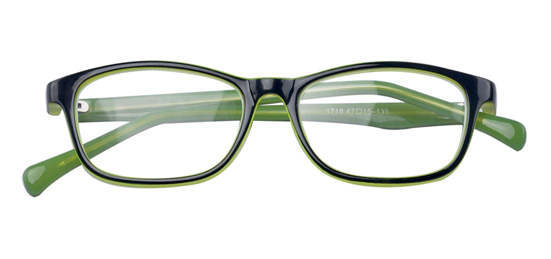 ALWAYSUV Kids Blue Light Blocking Glasses - Anti Eye Strain Glasses for Children, Transparent Lens, Green Frame - Perfect for Online Classes, Gaming & Screen Time Protection