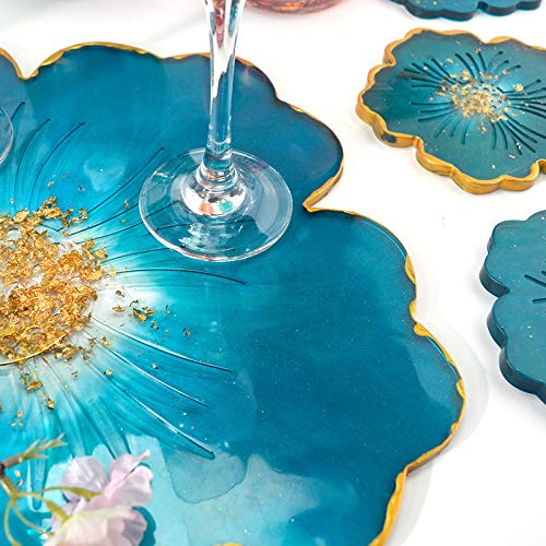 6-Piece Silicone Resin Coaster Molds Set for DIY Epoxy Agate Coasters - Faux Agate Slices Making Kit for Home Decor, Tabletop Protection & Unique Gift Ideas
