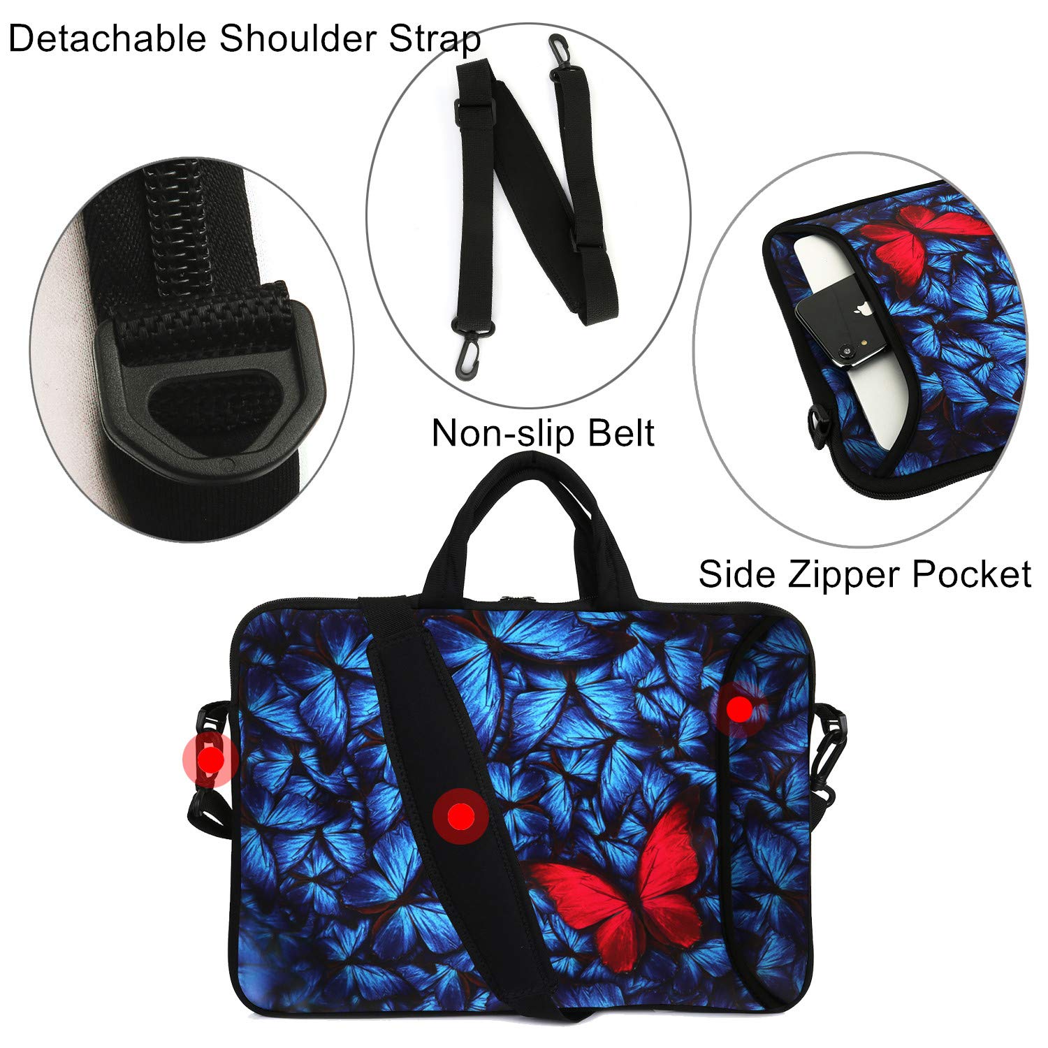 Violet Mist 11-13 Inch Laptop Shoulder Bag - Neoprene Waterproof Protective Sleeve with Handle & Shoulder Strap, Ideal for Work, School, and Travel