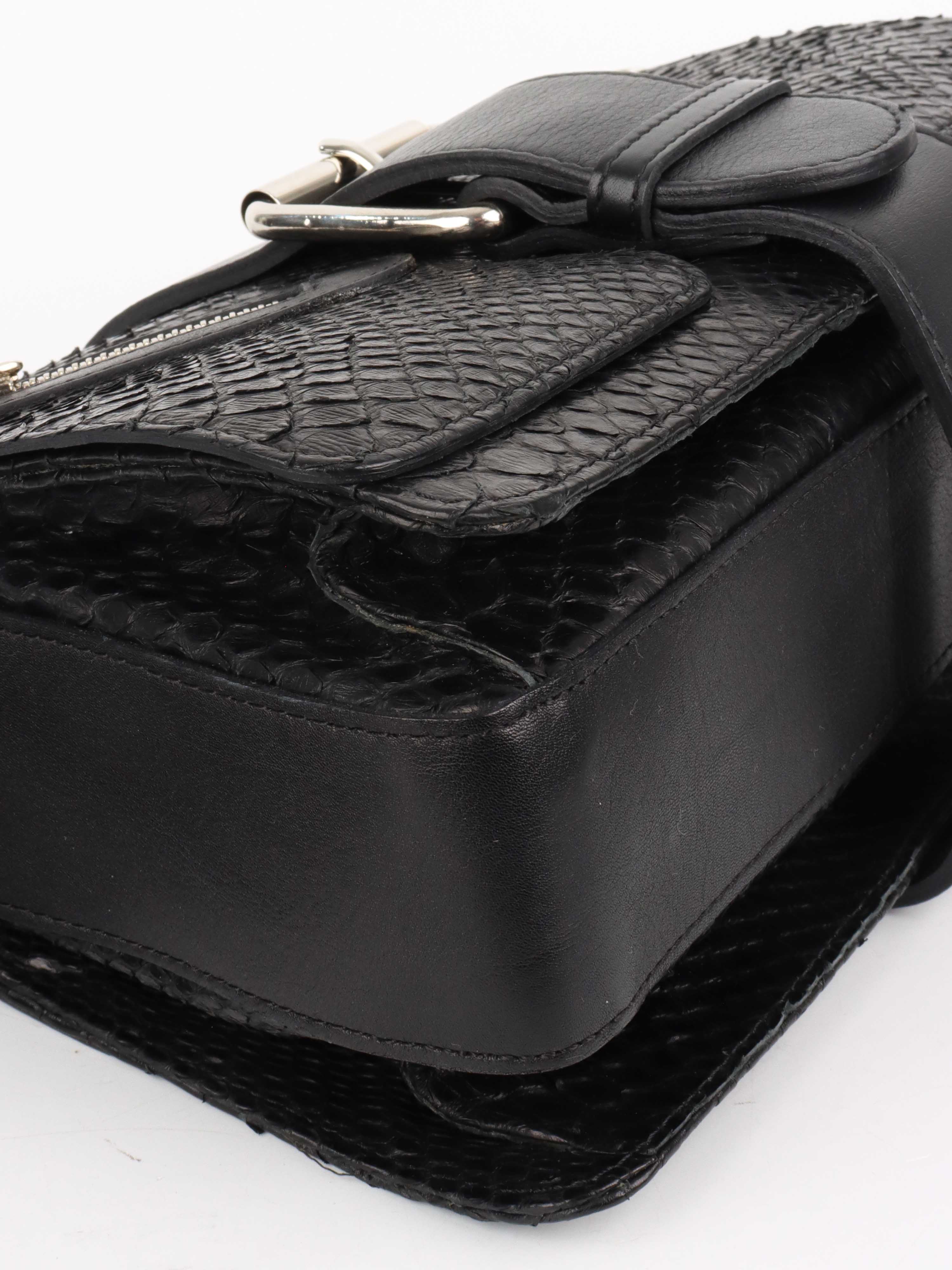 Chloe Black Python Leather Shoulder Bag for Women - Luxury Designer Handbag for Work, Travel & Evening Events