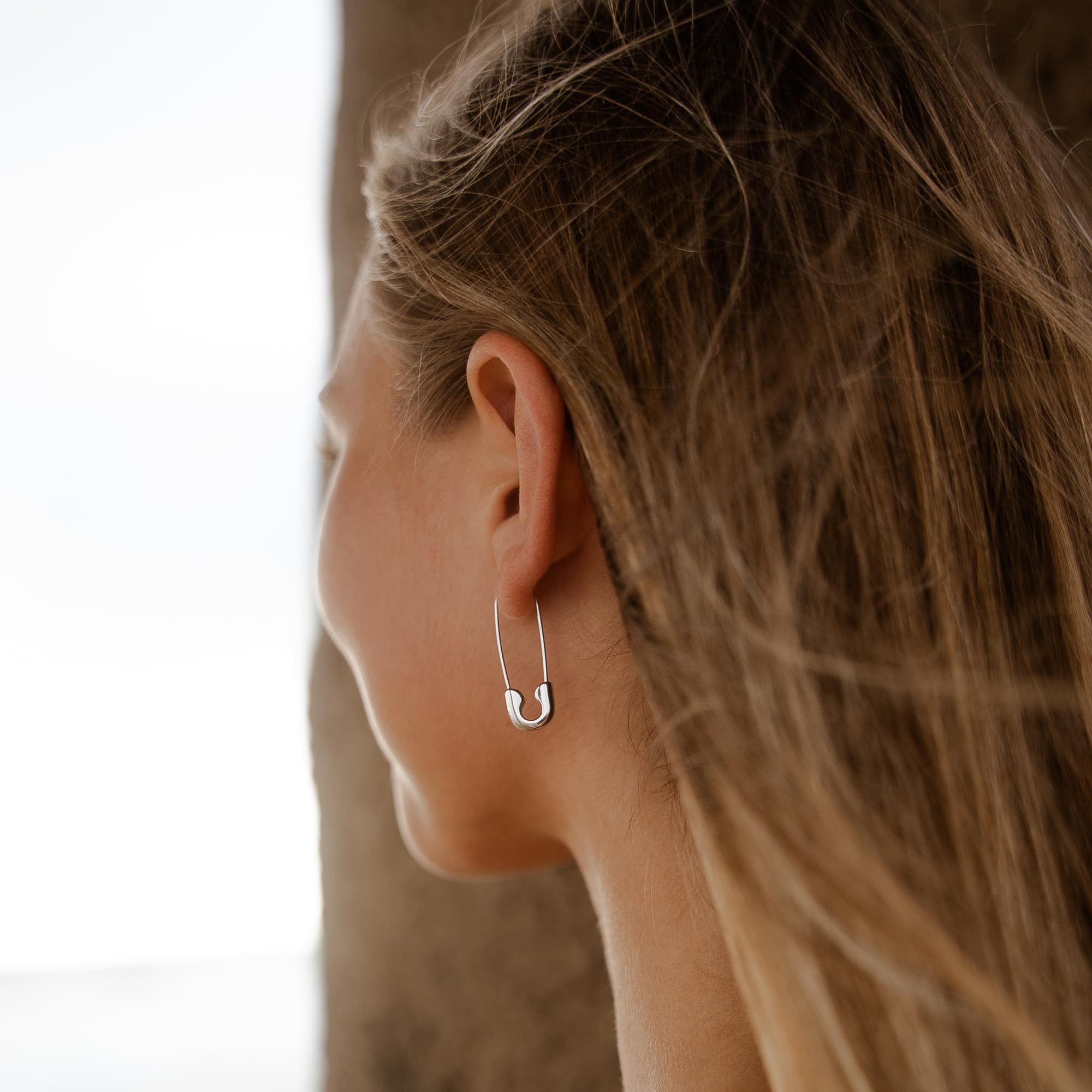 SANNYRA Gold Paperclip Safety Pin Earrings for Women - Trendy Minimalist Dangle Hoop Studs - Perfect for Everyday Wear, Office & Casual Outfits