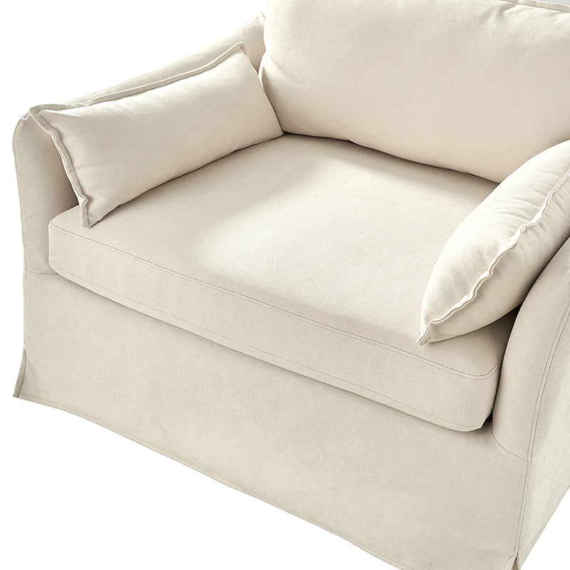 Comfortable Miles Slipcovered Armchair with Large Ottoman - Perfect for Living Room, Bedroom, or Home Office Relaxation